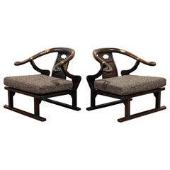Michael Taylor für Baker Loungesessel, Nussbaum + Messing + Far East Kollektion