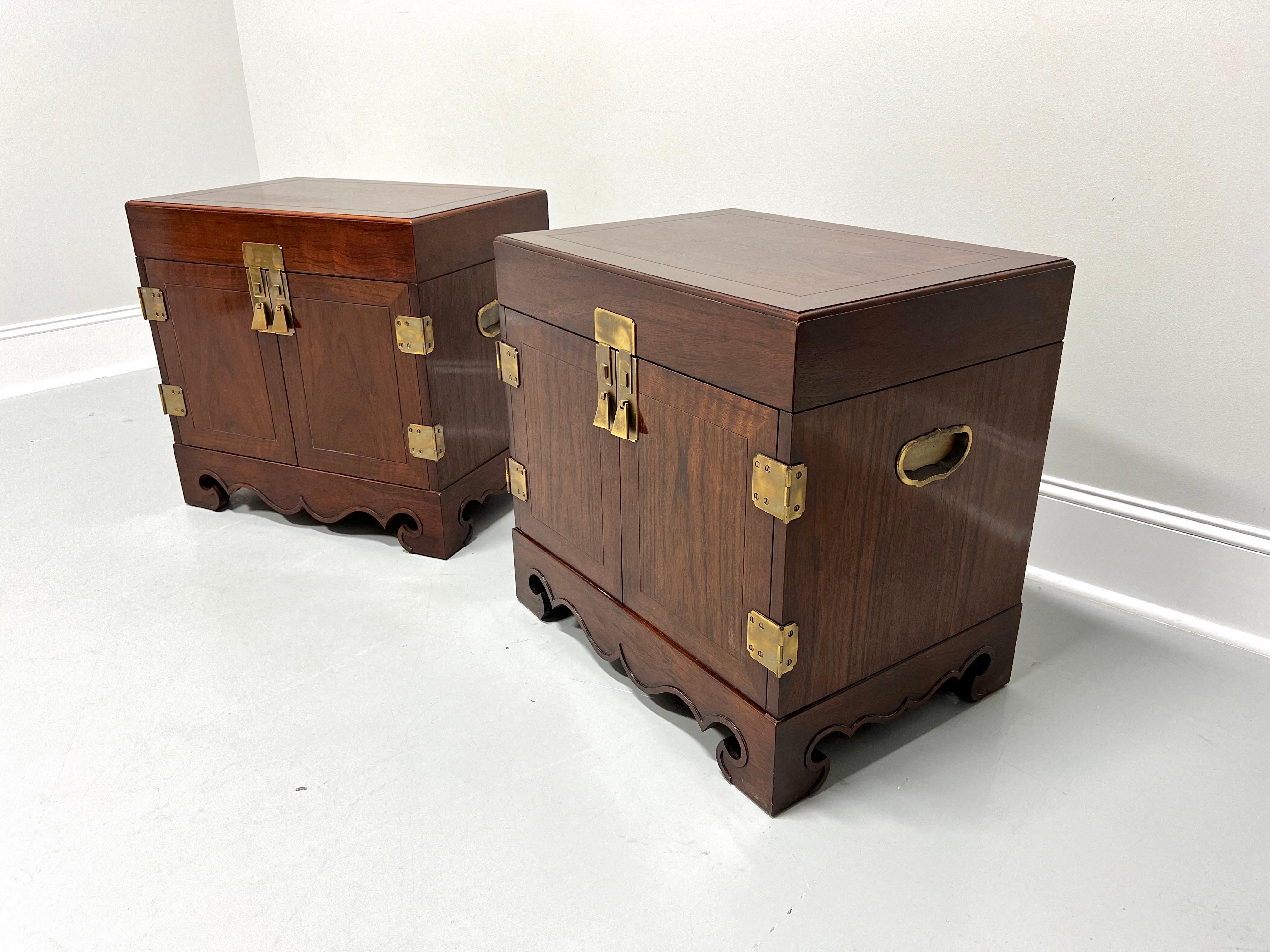 American Michael Taylor for BAKER Mahogany Asian Inspired Chinoiserie Nightstands - Pair For Sale