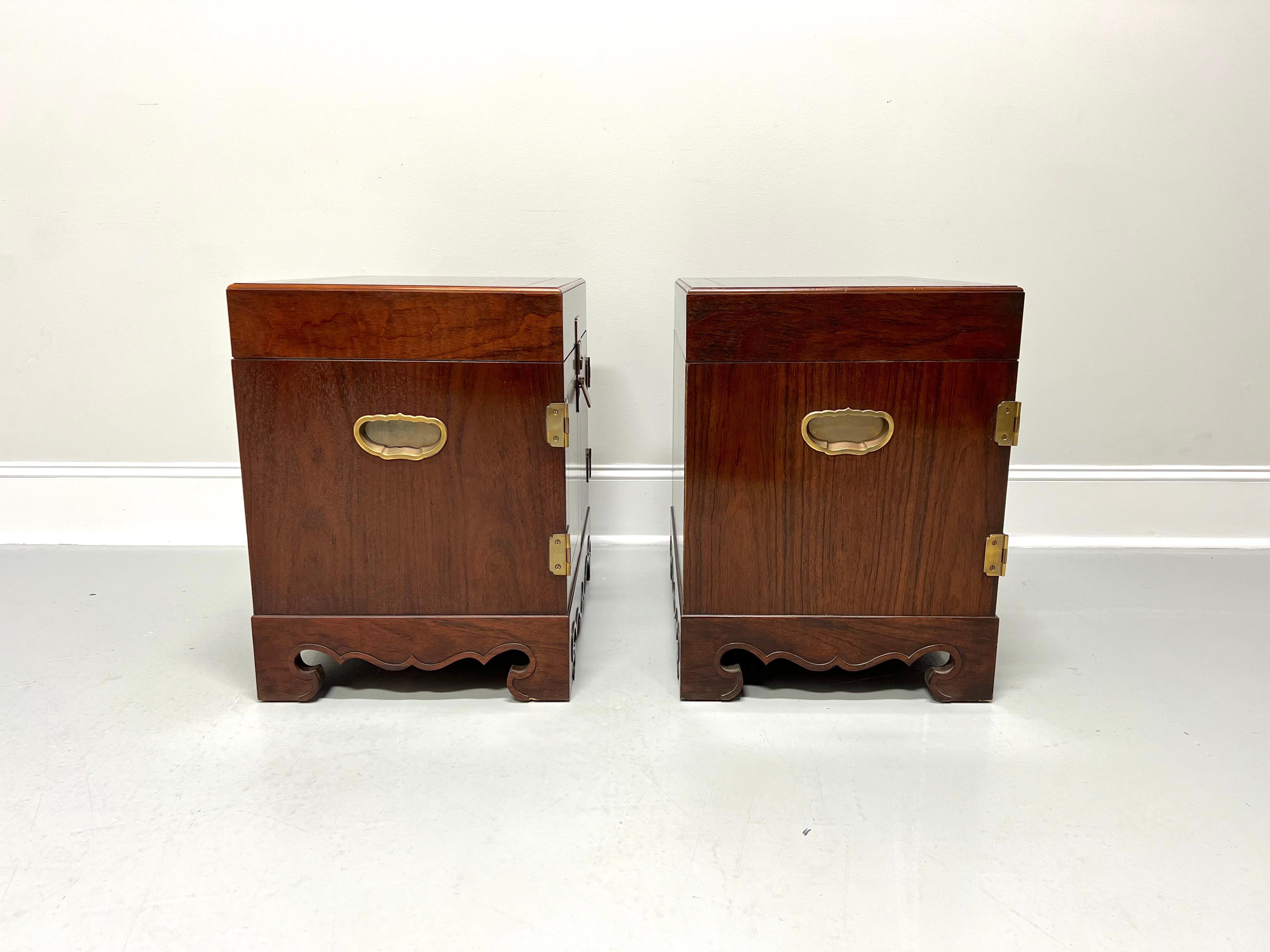 Michael Taylor for BAKER Mahogany Asian Inspired Chinoiserie Nightstands - Pair In Good Condition For Sale In Charlotte, NC