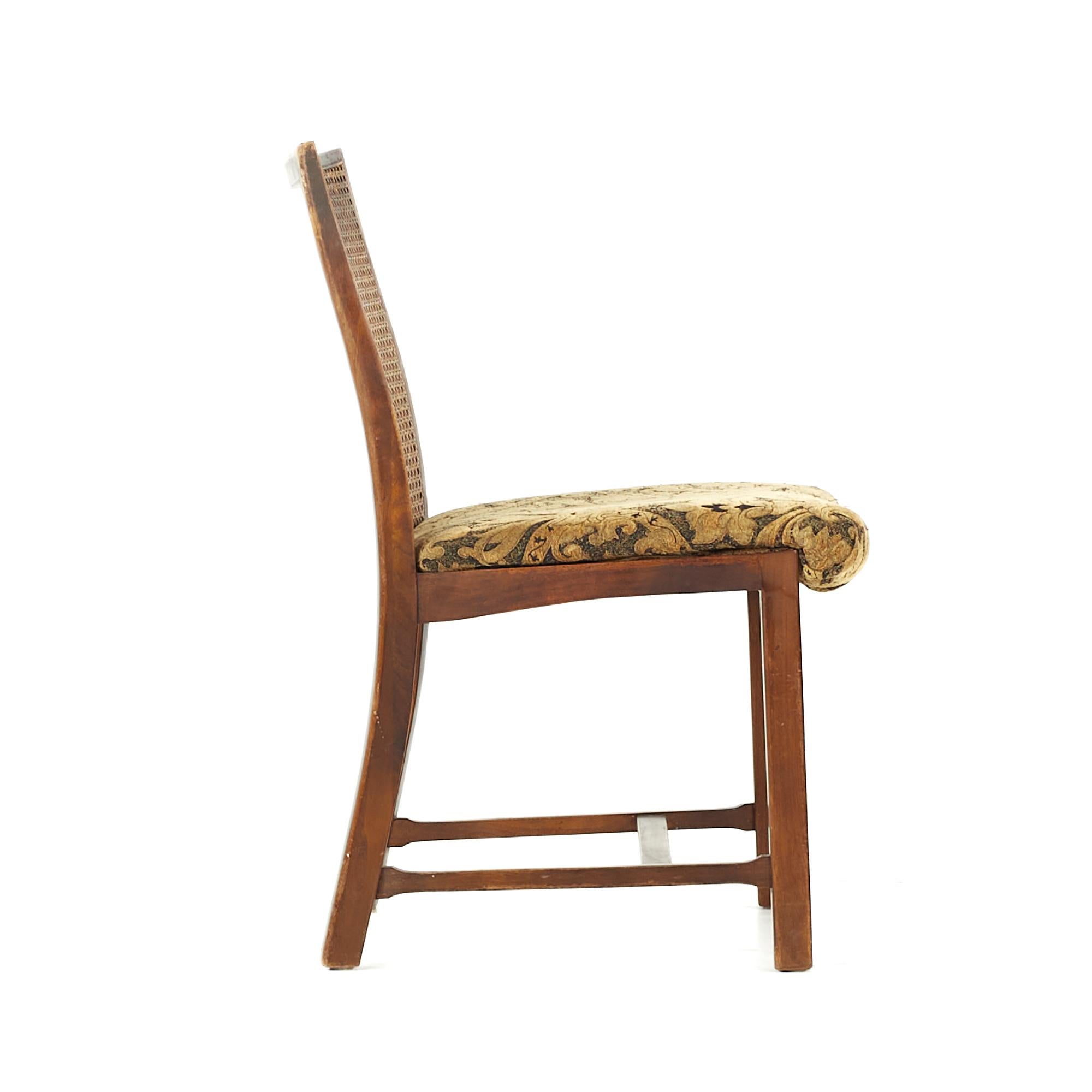 Upholstery Michael Taylor for Baker Midcentury Cane Back Dining Chairs, Set of 6 For Sale
