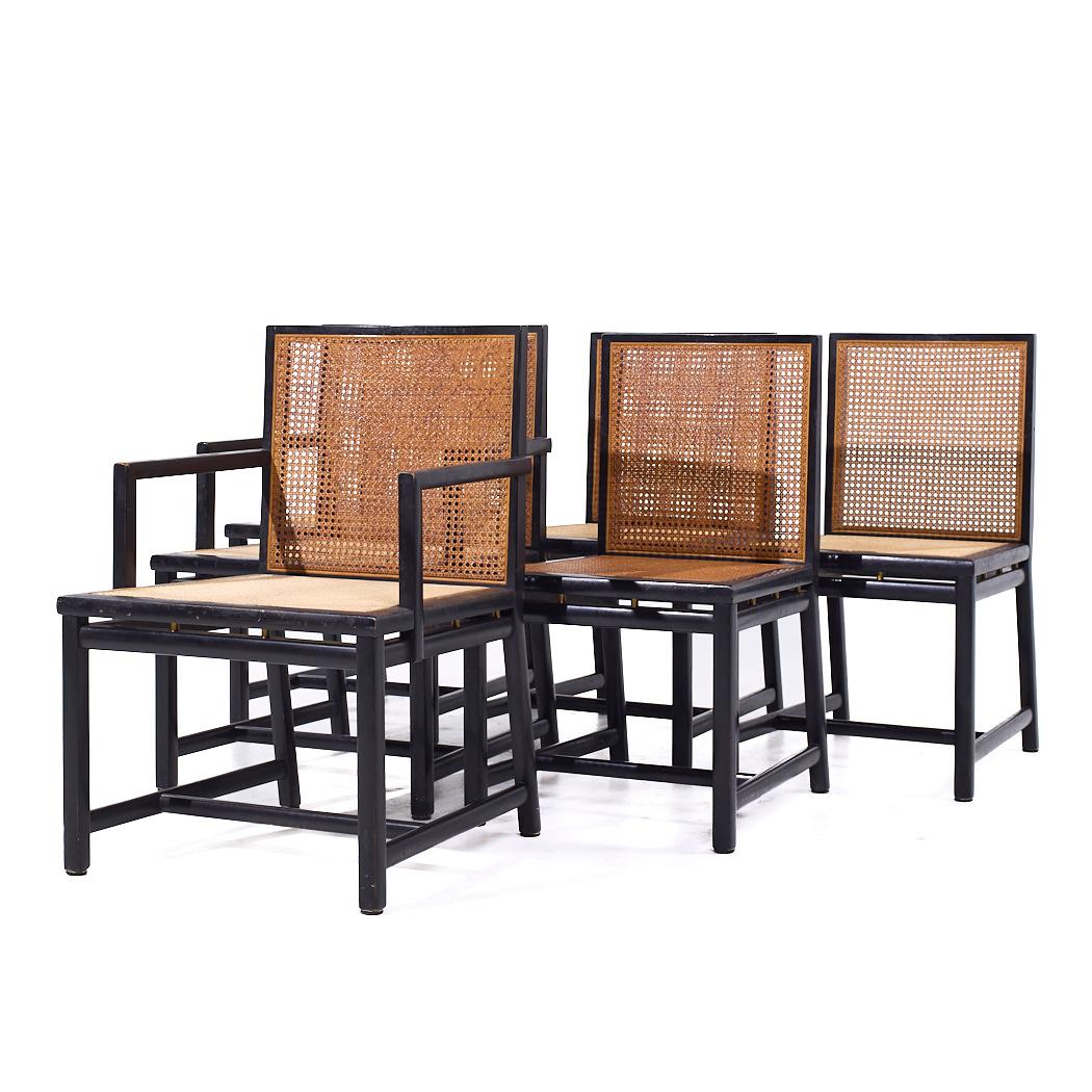 Michael Taylor für Baker Mid Century Cane Dining Chairs - 6er-Set (Moderne der Mitte des Jahrhunderts) im Angebot