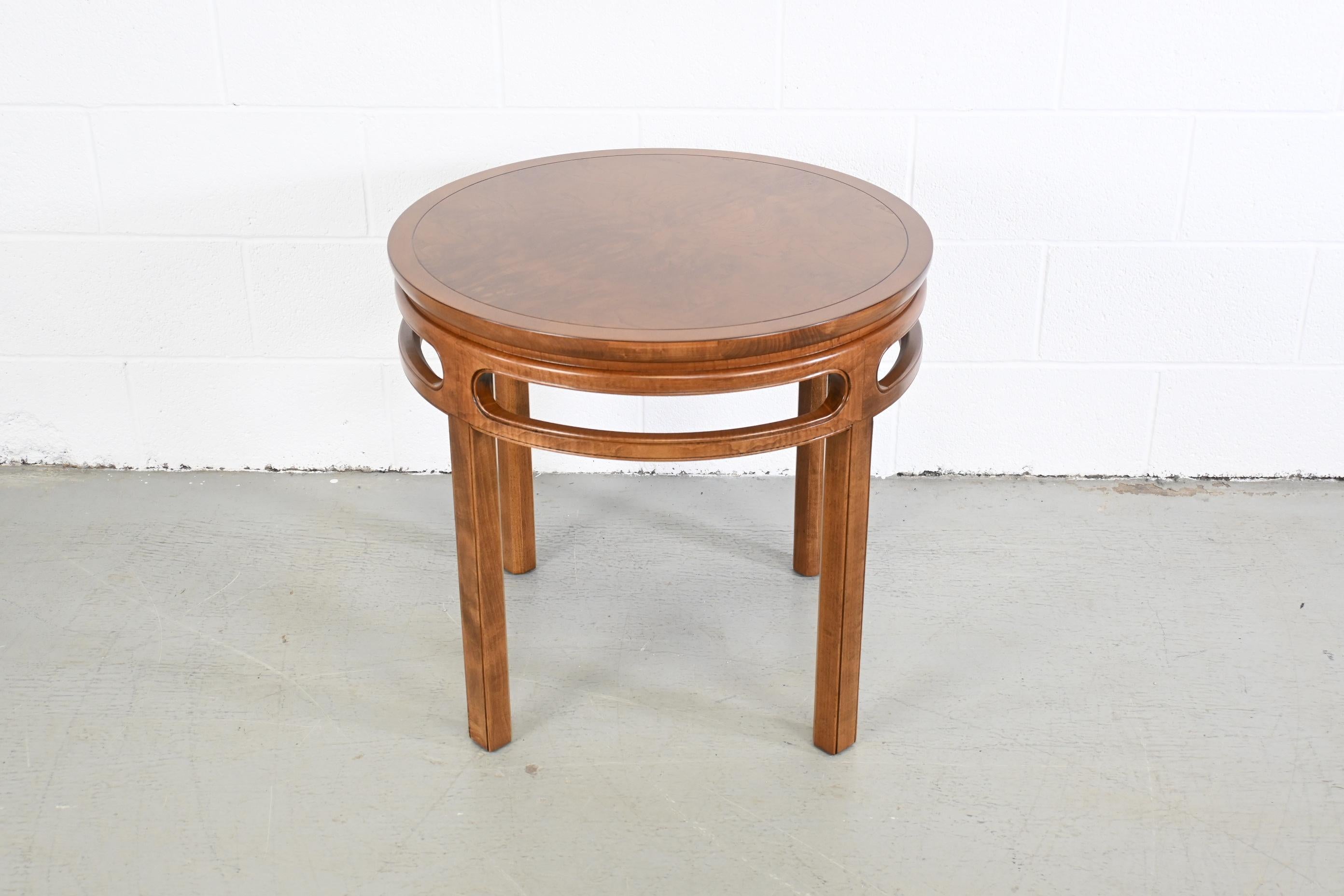 American Michael Taylor for Baker Mid-Century Chinoiserie Round End Table For Sale