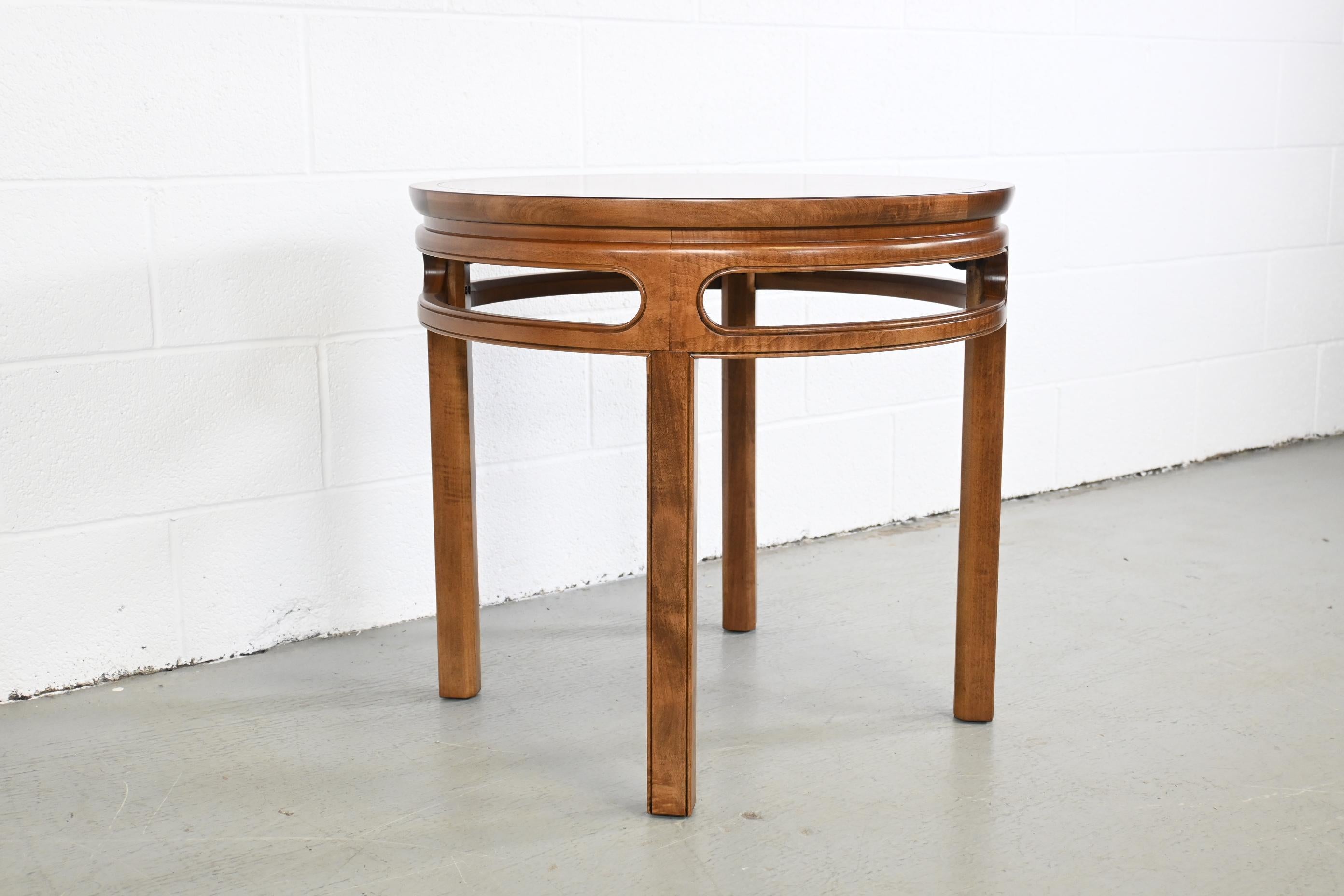 Lacquered Michael Taylor for Baker Mid-Century Chinoiserie Round End Table For Sale