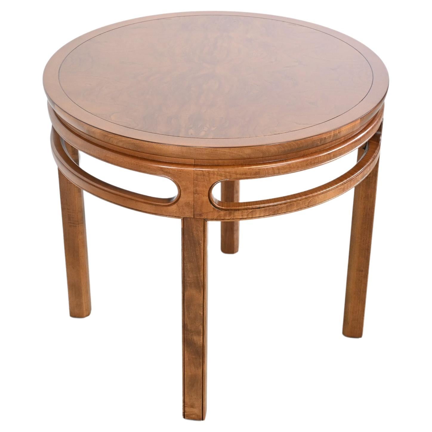 Michael Taylor for Baker Mid-Century Chinoiserie Round End Table