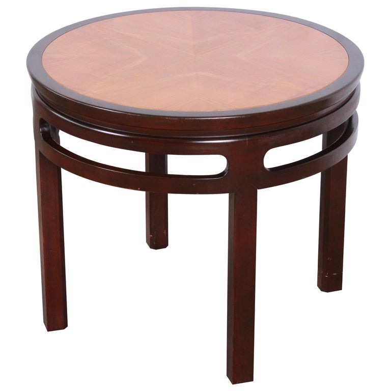 Michael Taylor for Baker Midcentury Chinoiserie Teak and Mahogany Side Table For Sale