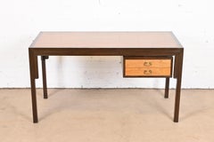 Michael Taylor for Baker Midcentury Chinoiserie Teak and Walnut Partner Desk