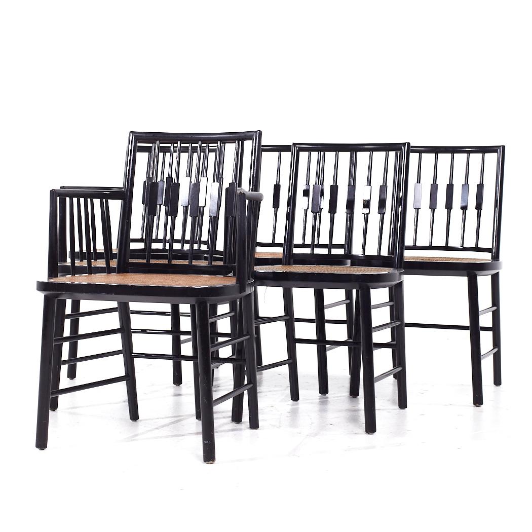 Ebonisierte Schilfrohr-Esszimmerstühle von Michael Taylor für Baker aus der Mitte des Jahrhunderts – 6er-Set (Moderne der Mitte des Jahrhunderts) im Angebot