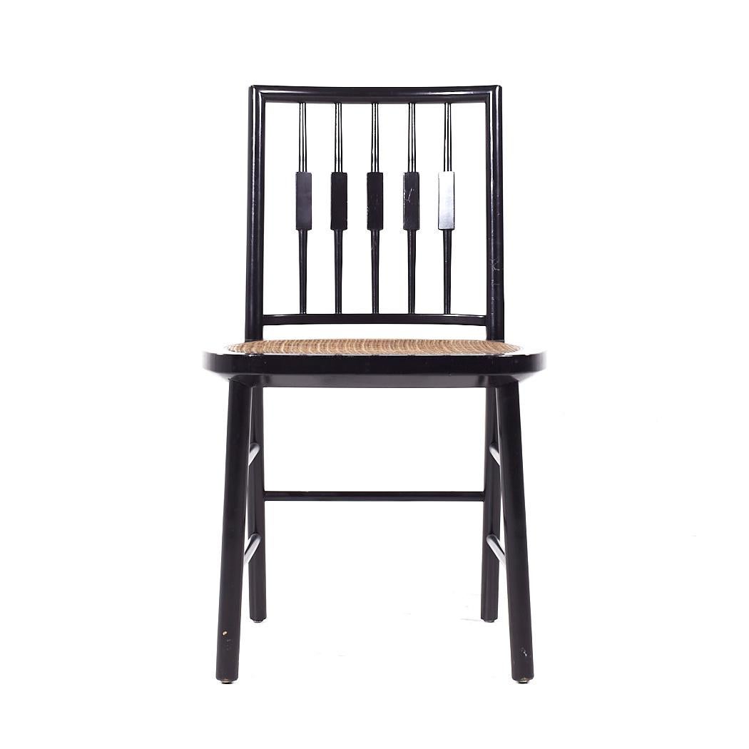 Ebonisierte Schilfrohr-Esszimmerstühle von Michael Taylor für Baker aus der Mitte des Jahrhunderts – 6er-Set im Zustand „Gut“ im Angebot in Countryside, IL