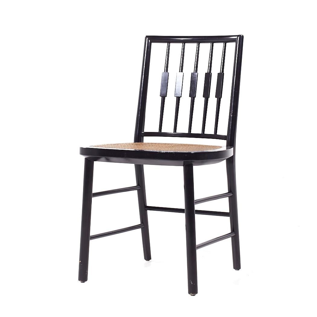 Ebonisierte Schilfrohr-Esszimmerstühle von Michael Taylor für Baker aus der Mitte des Jahrhunderts – 6er-Set (Ende des 20. Jahrhunderts) im Angebot