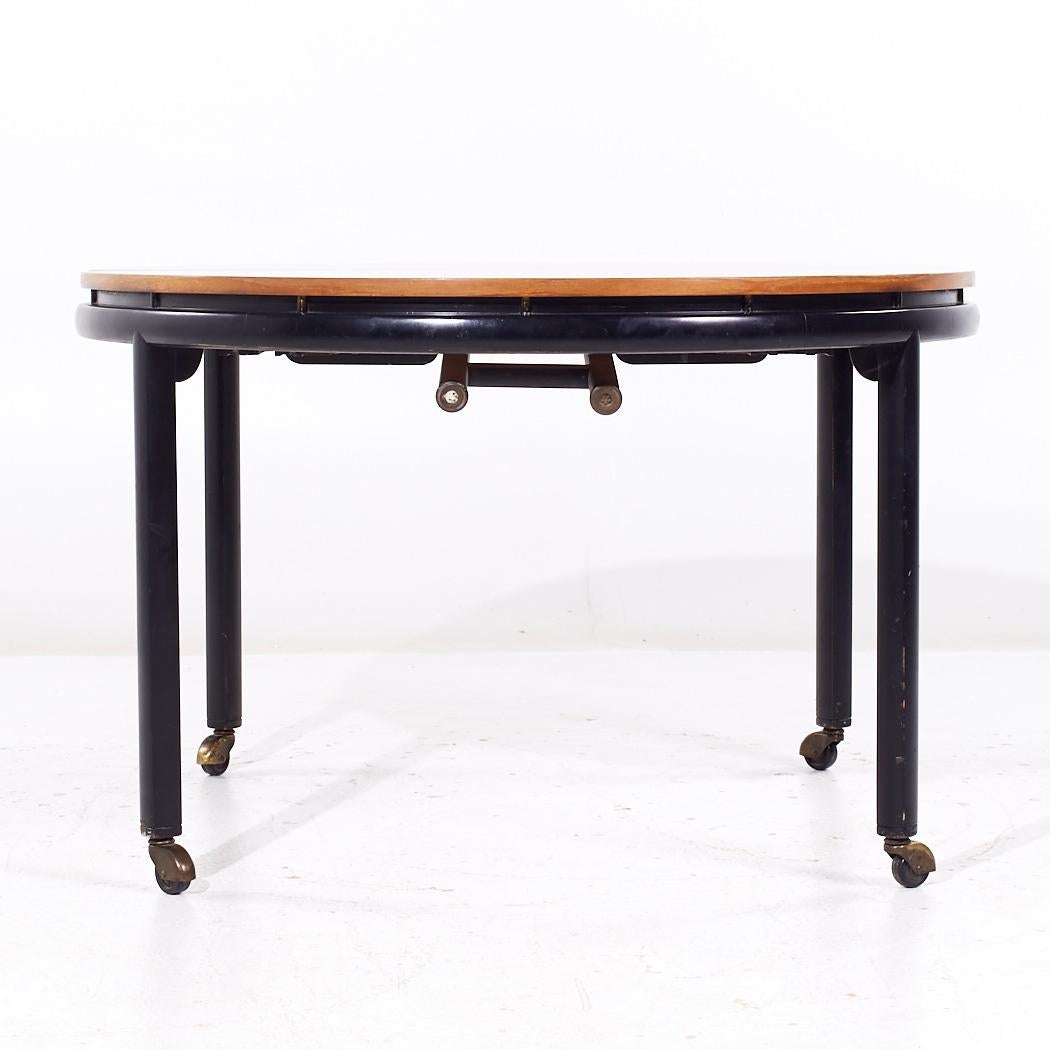 Ébénisé Michael Taylor for Baker Mid Century Table de salle à manger extensible avec 2 abattants en vente