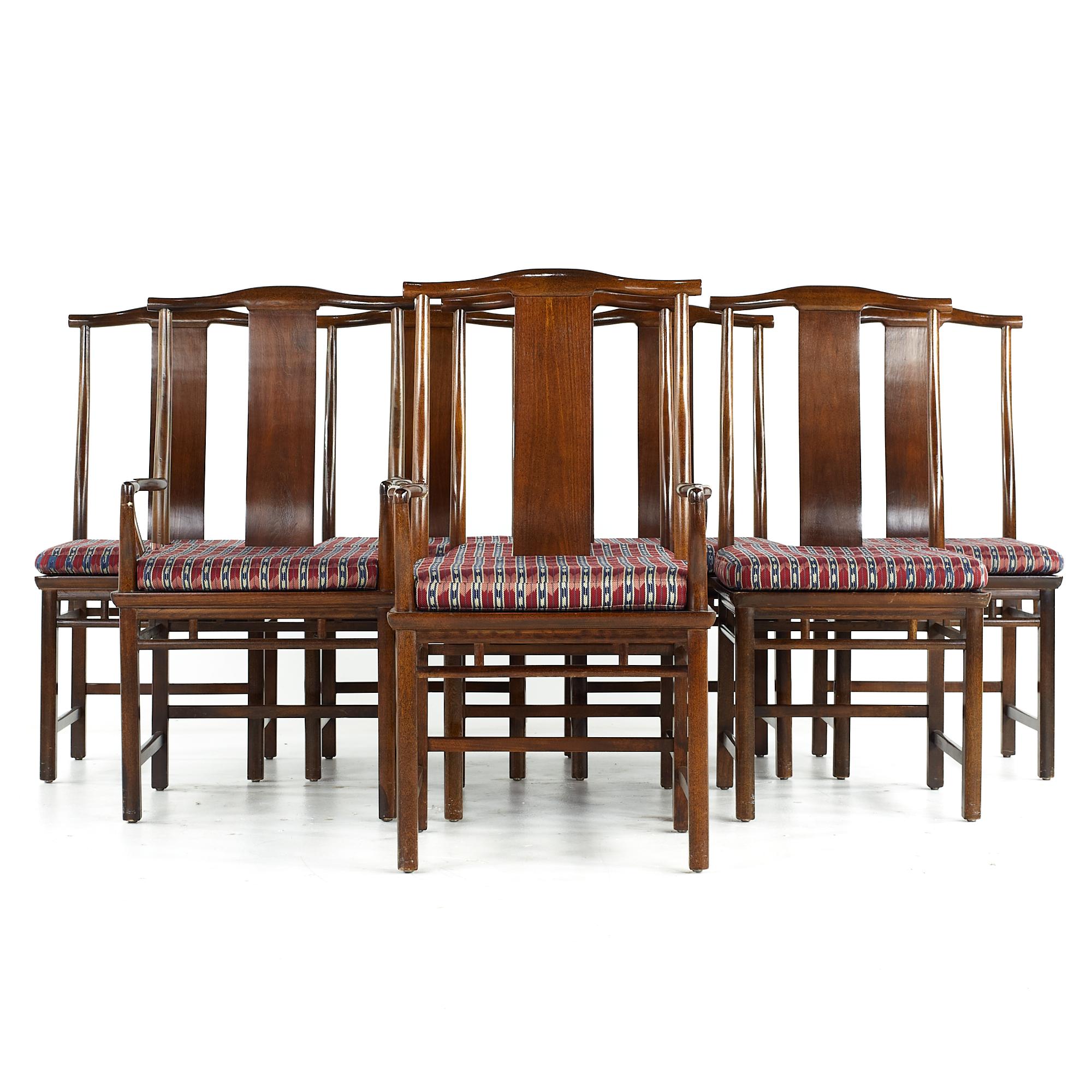 Michael Taylor for Baker midcentury Far East Dining Chairs - Set of 8

Each armless chair measures: 19.25 wide x 19 deep x 40 high, with a seat height of 19 inches
Each captains chair measures: 21.75 wide x 19 deep x 40 high, with a seat height