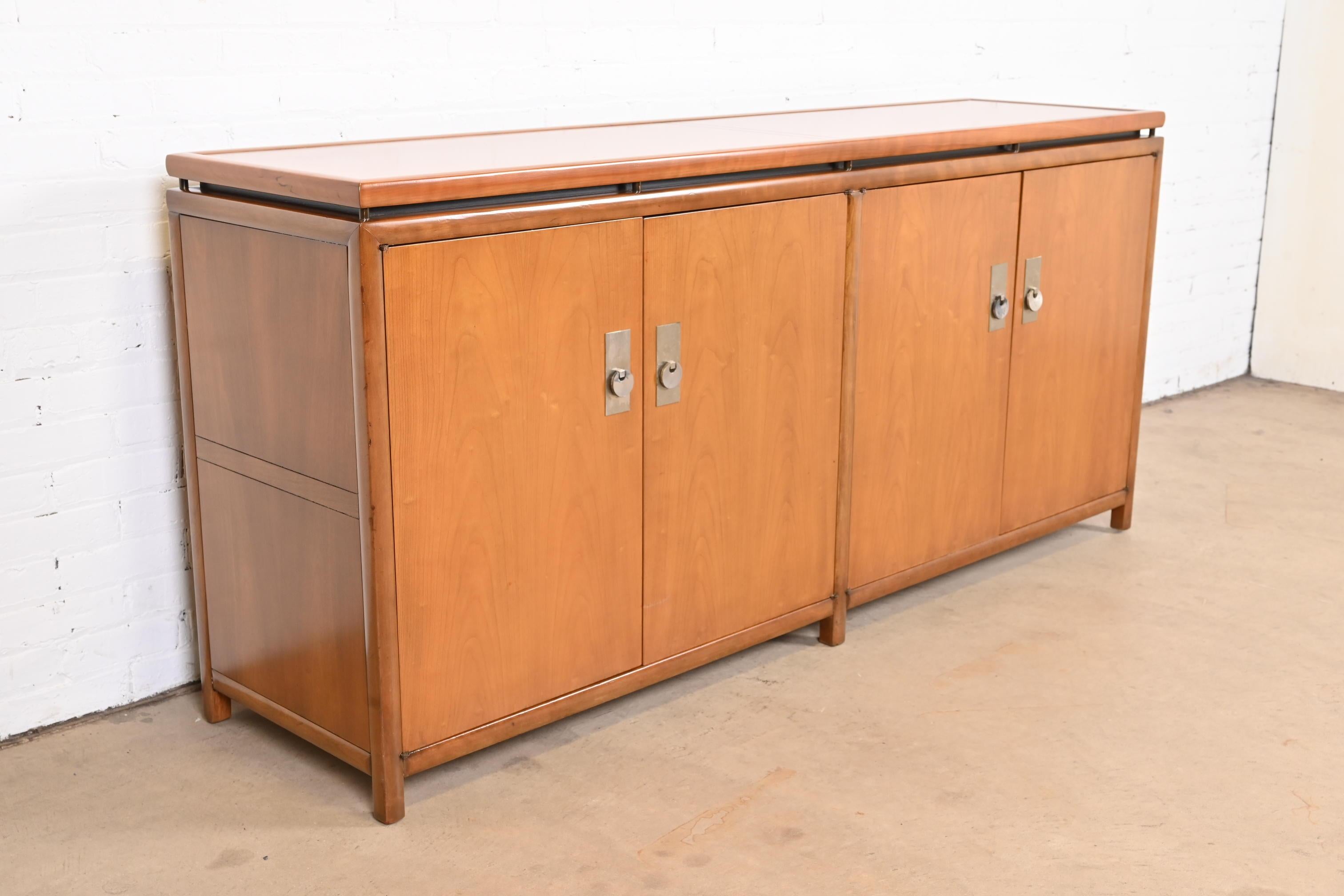 American Michael Taylor for Baker Midcentury Hollywood Regency Cherry Sideboard Credenza For Sale