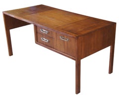Michael Taylor for Baker Mid Century Modern Walnut Campaign Style Writing Desk