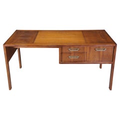 Retro Michael Taylor for Baker Mid Century Modern Walnut Campaign Style Writing Desk