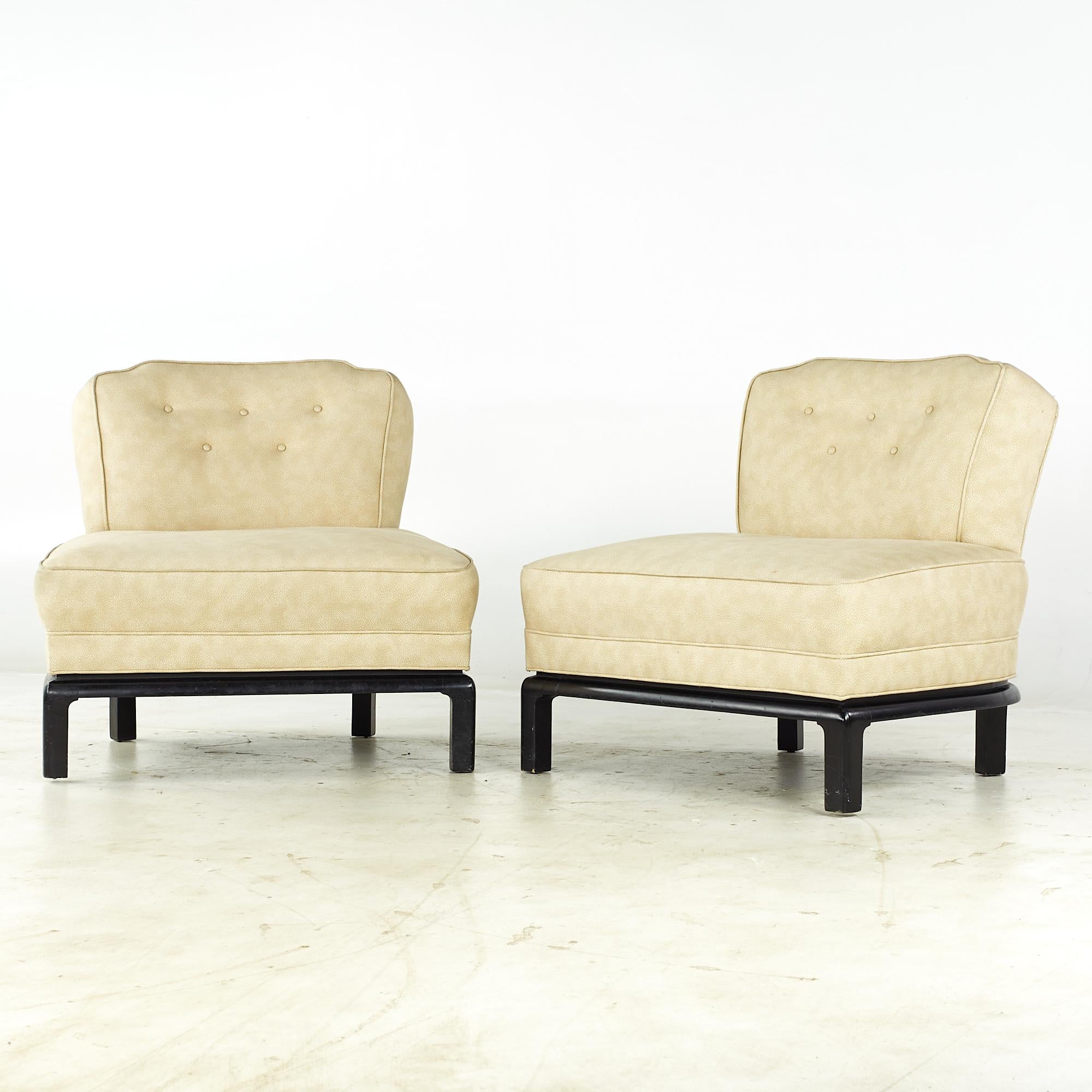 Mid-Century Modern Michael Taylor for Baker Midcentury Slipper Lounge Chairs - Pair For Sale