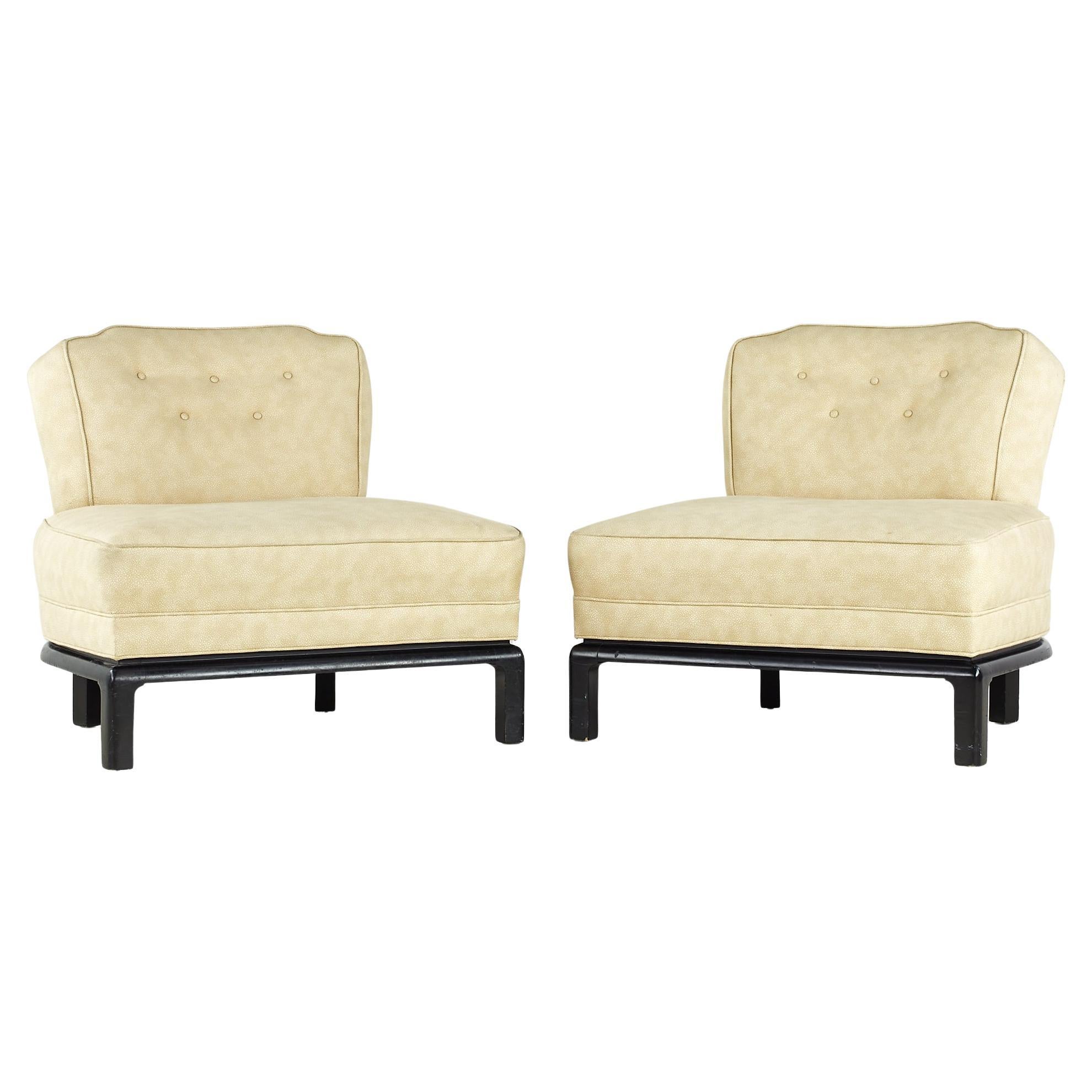 Michael Taylor for Baker Midcentury Slipper Lounge Chairs - Pair