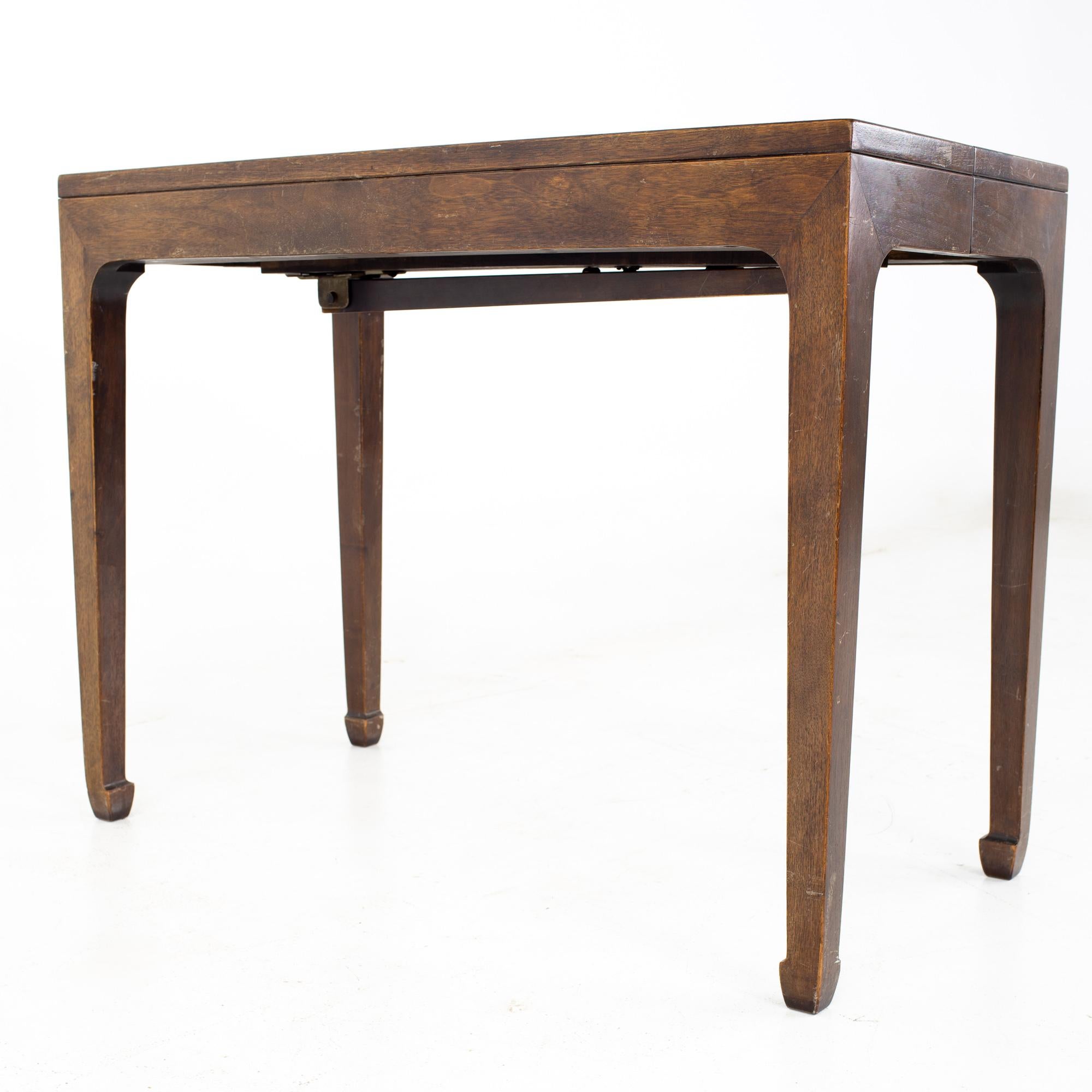 Michael Taylor for Baker Mid Century Walnut Expanding Foyer Entry Console Dining In Good Condition In Countryside, IL