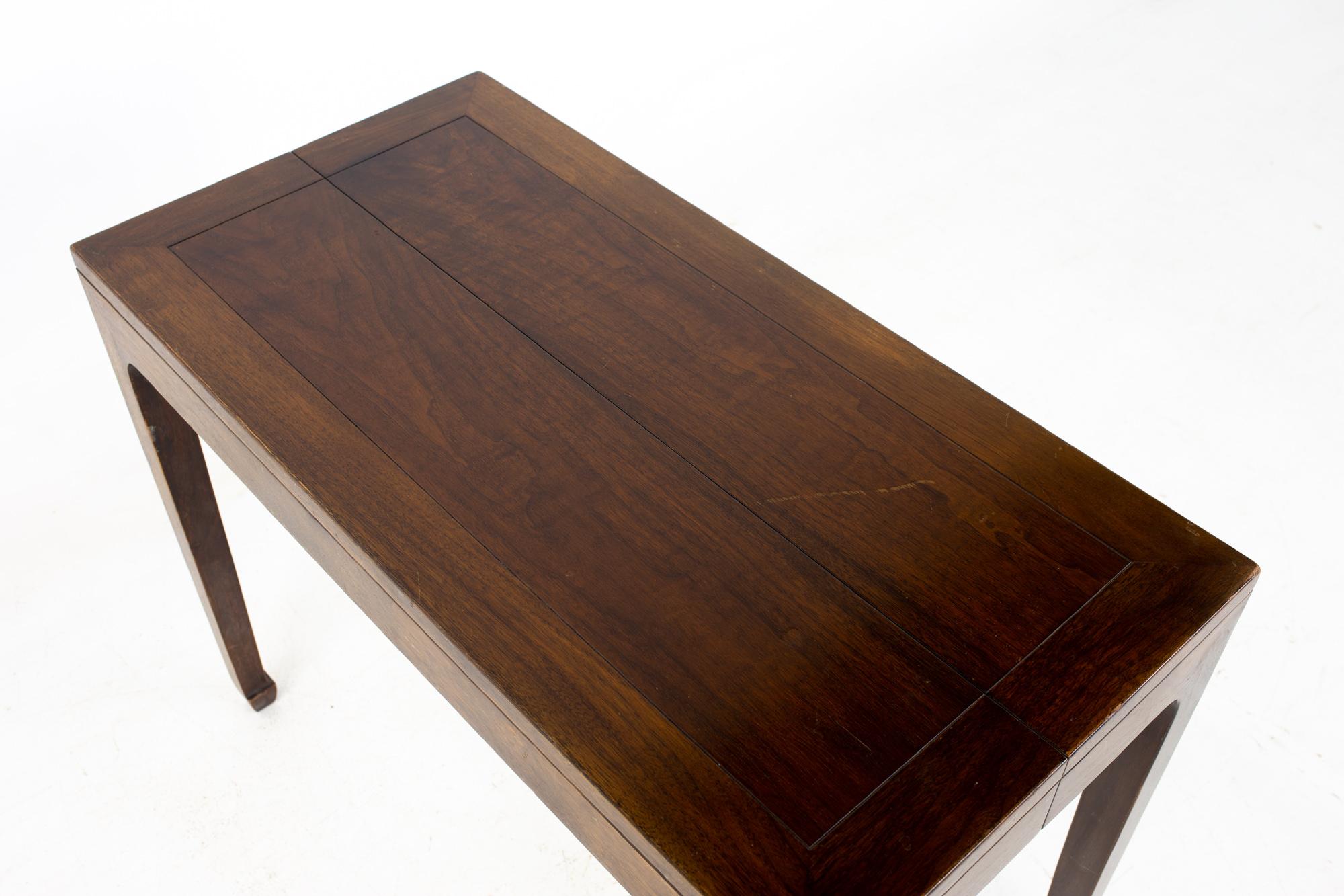 Late 20th Century Michael Taylor for Baker Mid Century Walnut Expanding Foyer Entry Console Dining