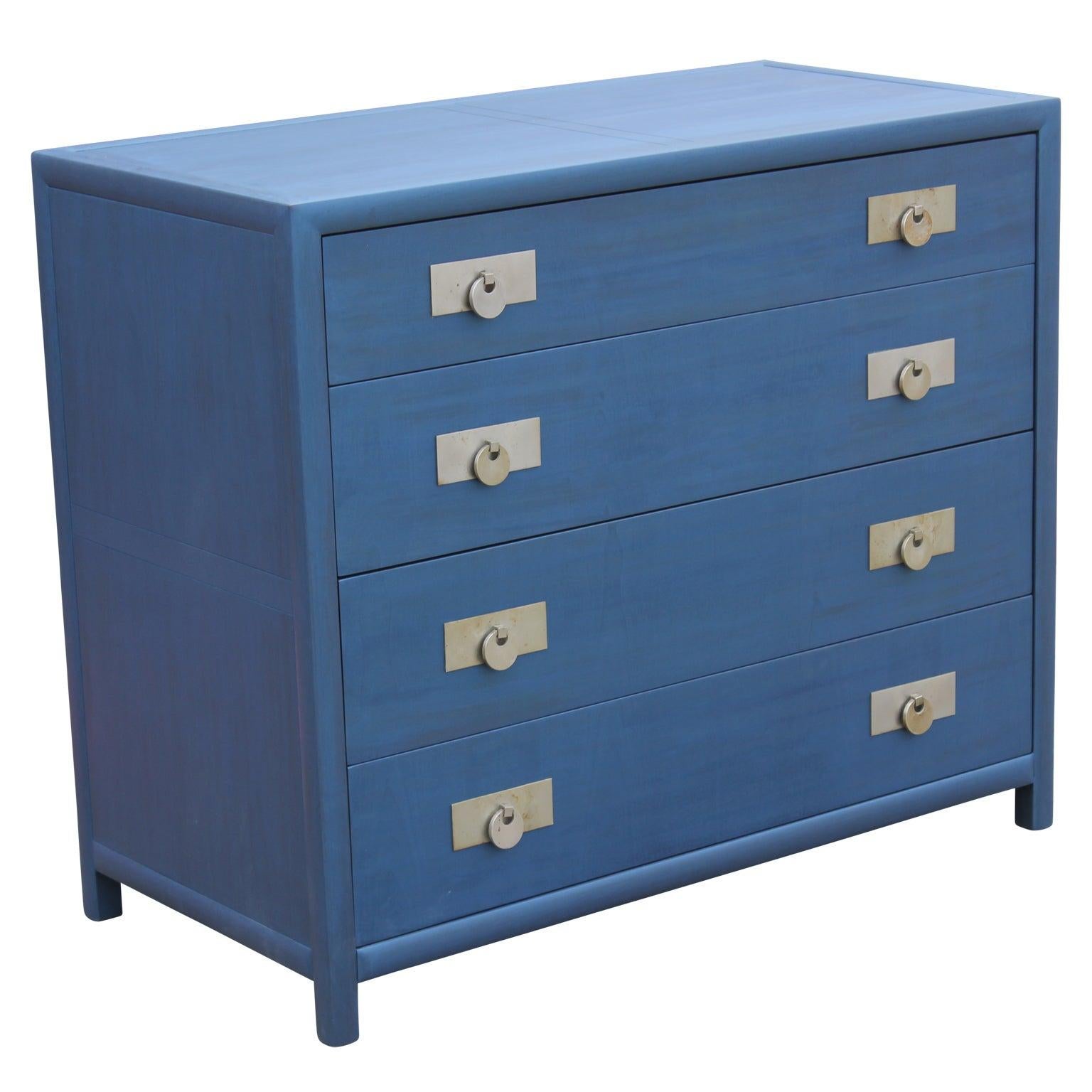 Modern Michael Taylor for Baker New World Collection Chest of Drawers in Blue