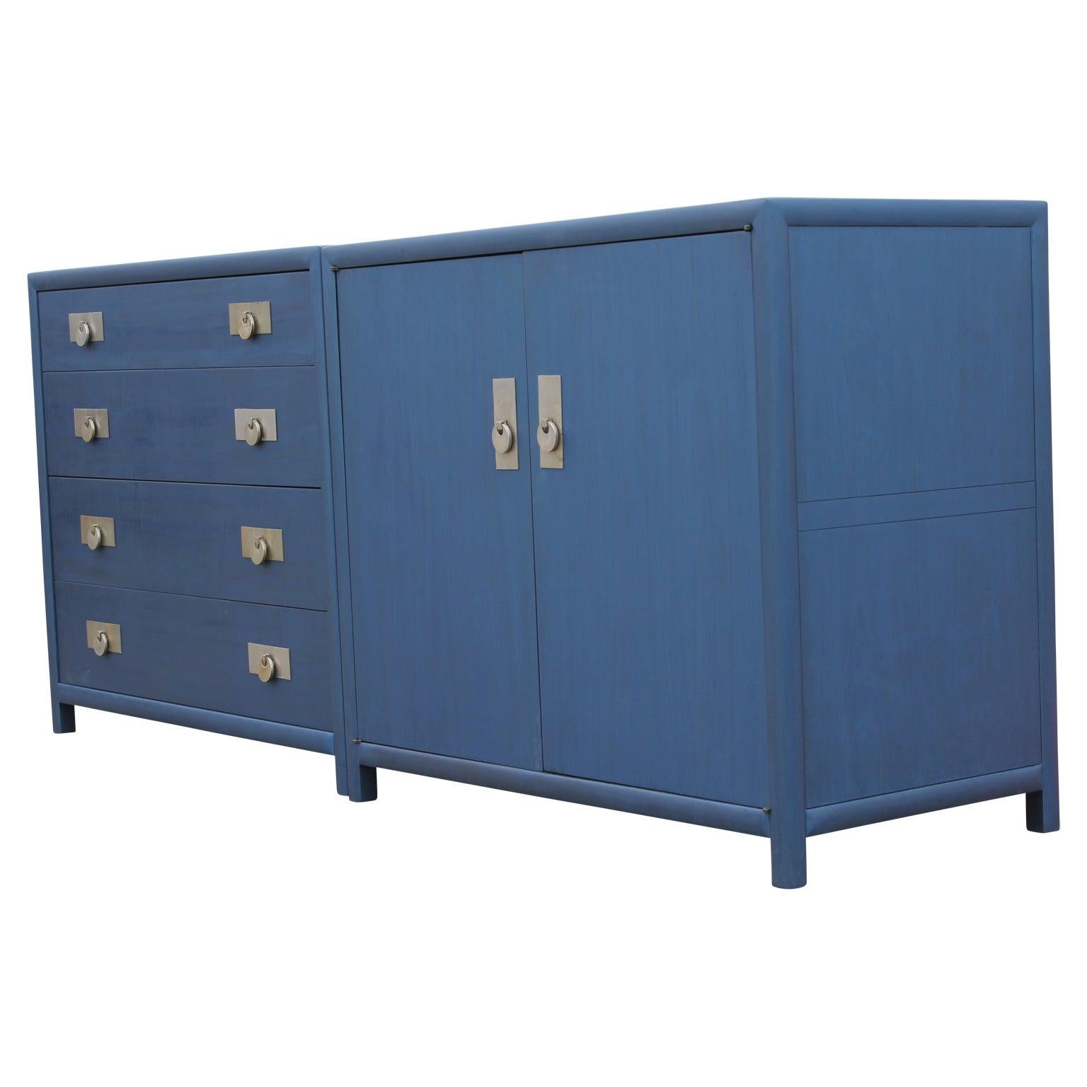 Mid-20th Century Michael Taylor for Baker New World Collection Chest of Drawers in Blue