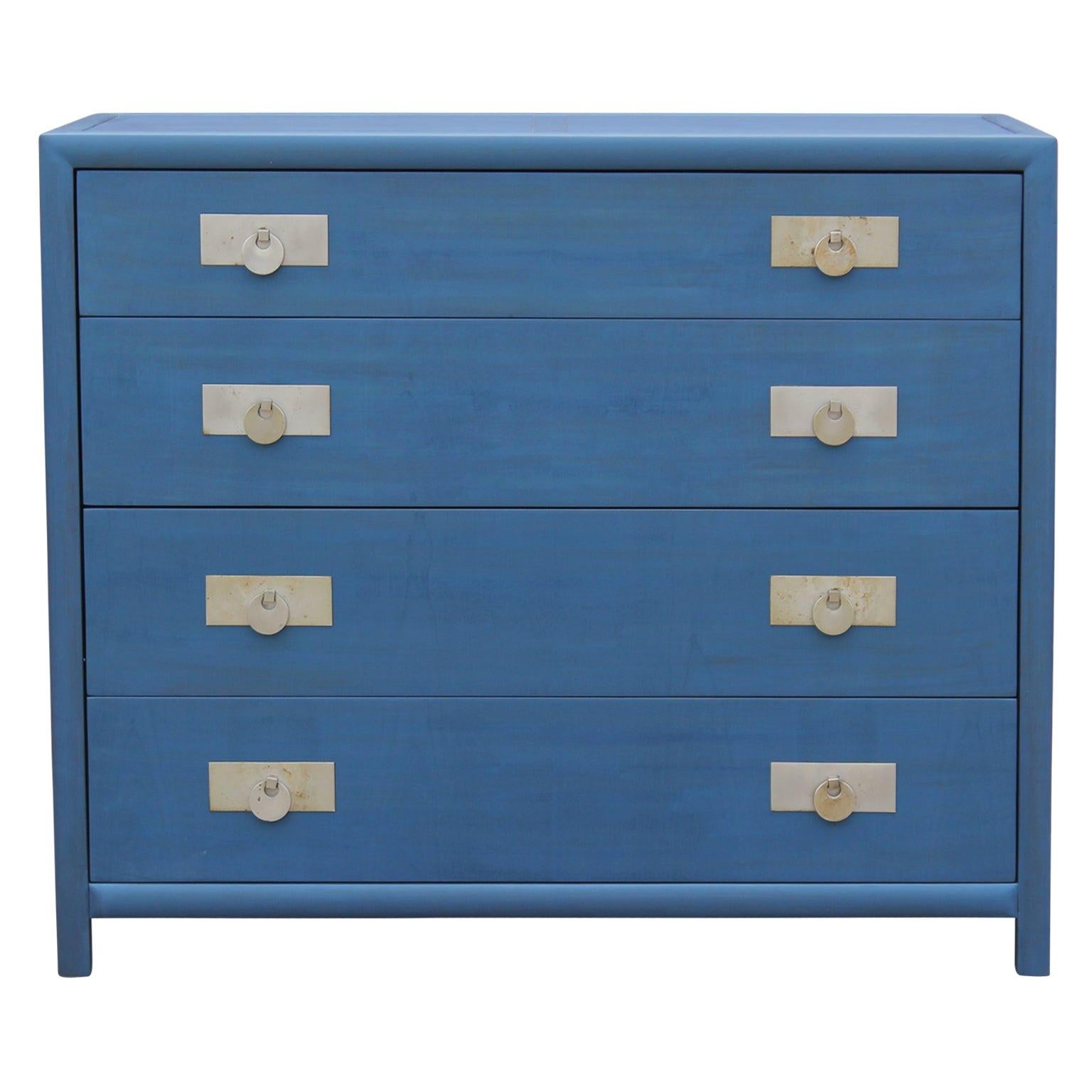 Michael Taylor for Baker New World Collection Chest of Drawers in Blue