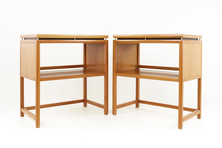 Michael Taylor for baker new world mid century end tables - a pair

Each table measures: 31.75 wide x 19 deep x 34 inches high

All pieces of furniture can be had in what we call restored vintage condition. That means the piece is restored upon