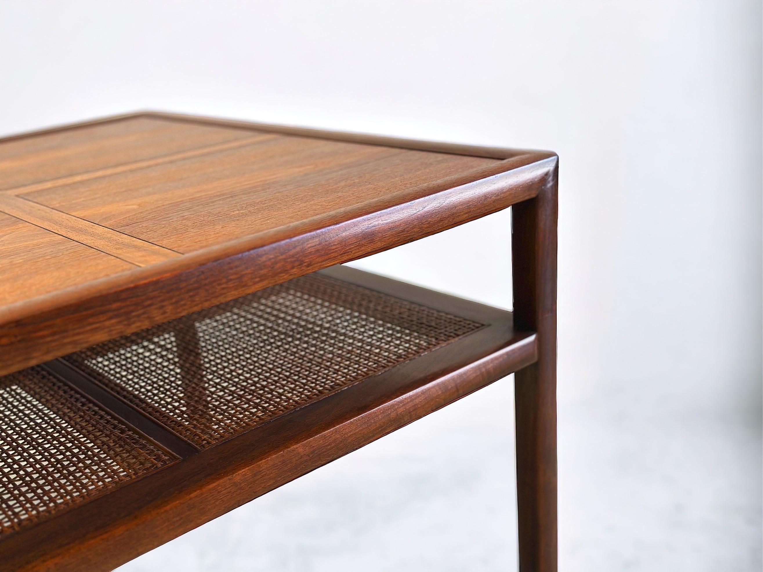Mid-Century Modern Michael Taylor for Baker - Occasional Table - New World Collection - Walnut Cane For Sale