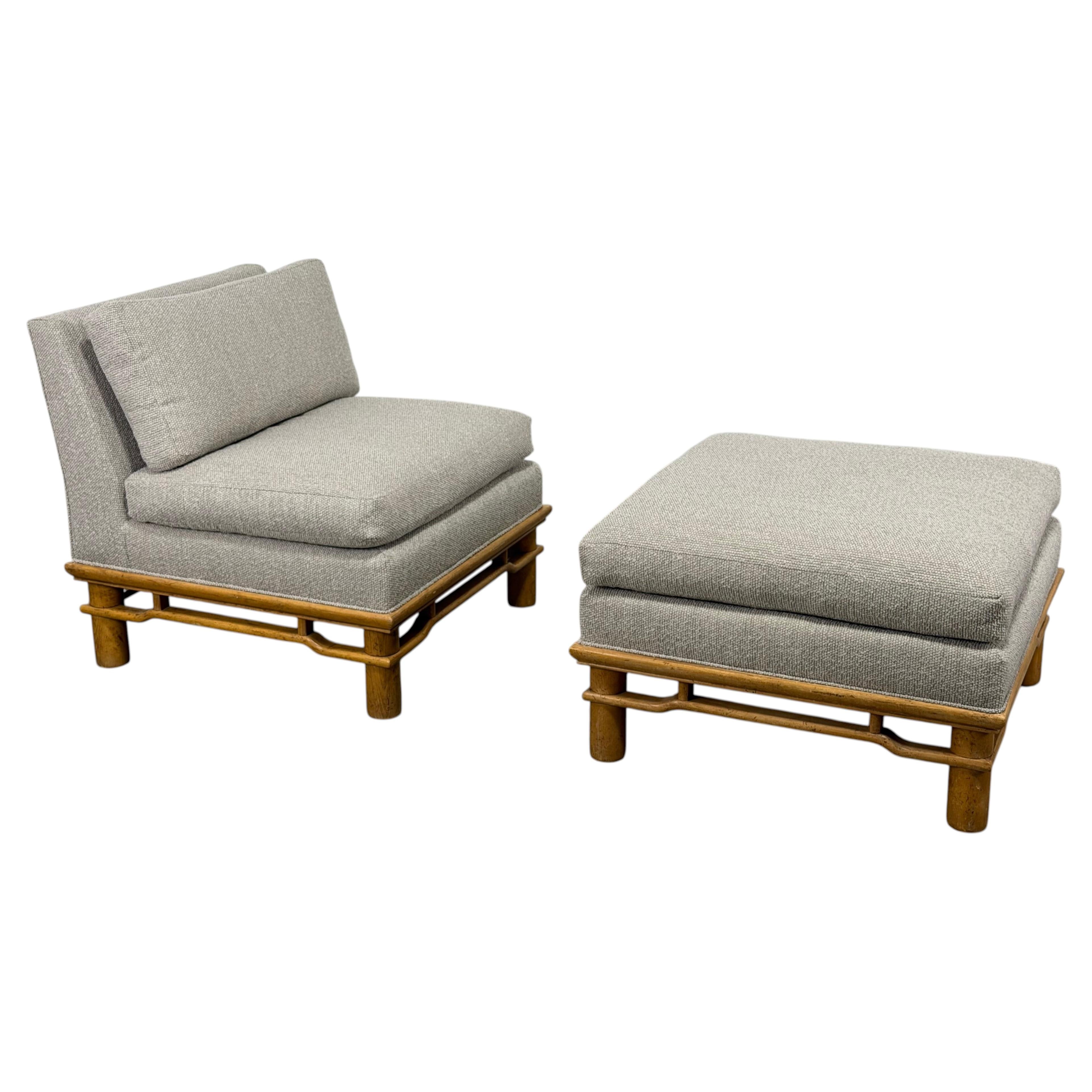 Michael Taylor for Baker - Organic Modern Slipper Lounge Chair & Ottoman For Sale