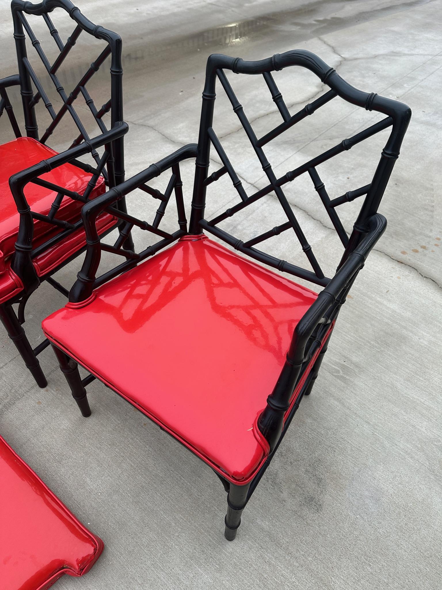 Michael Taylor pour Baker Regency Chinese Chippendale fauteuils en faux bambou Bon état à Wichita, KS
