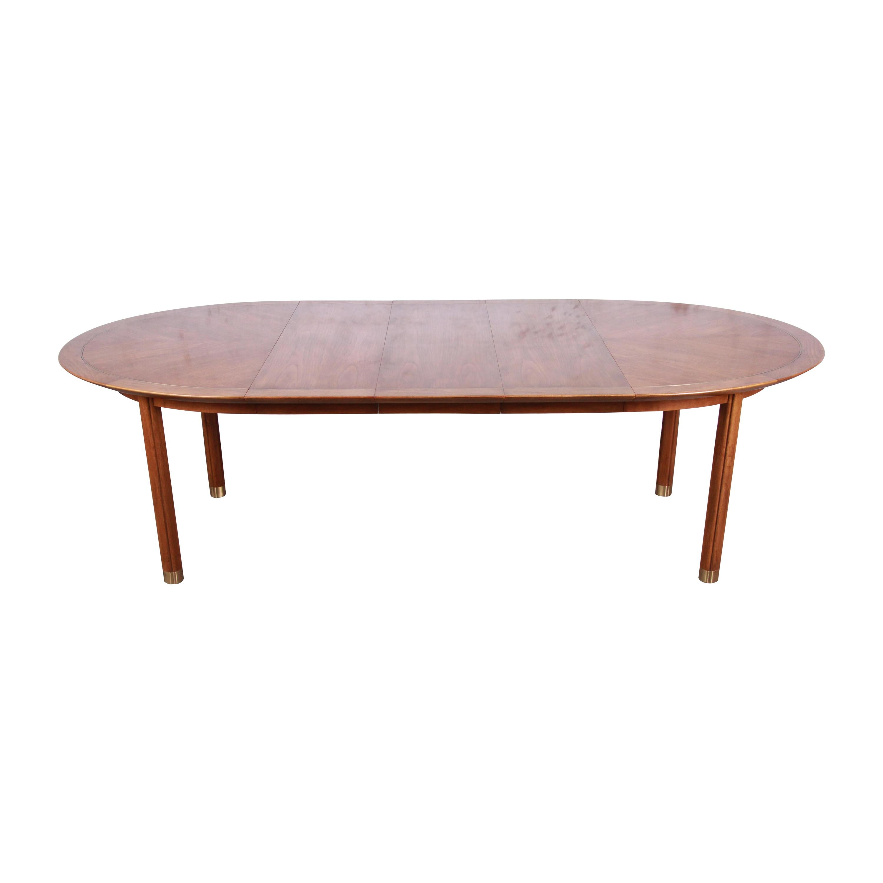 Michael Taylor for Baker Regency Chinoiserie Walnut Extension Dining Table