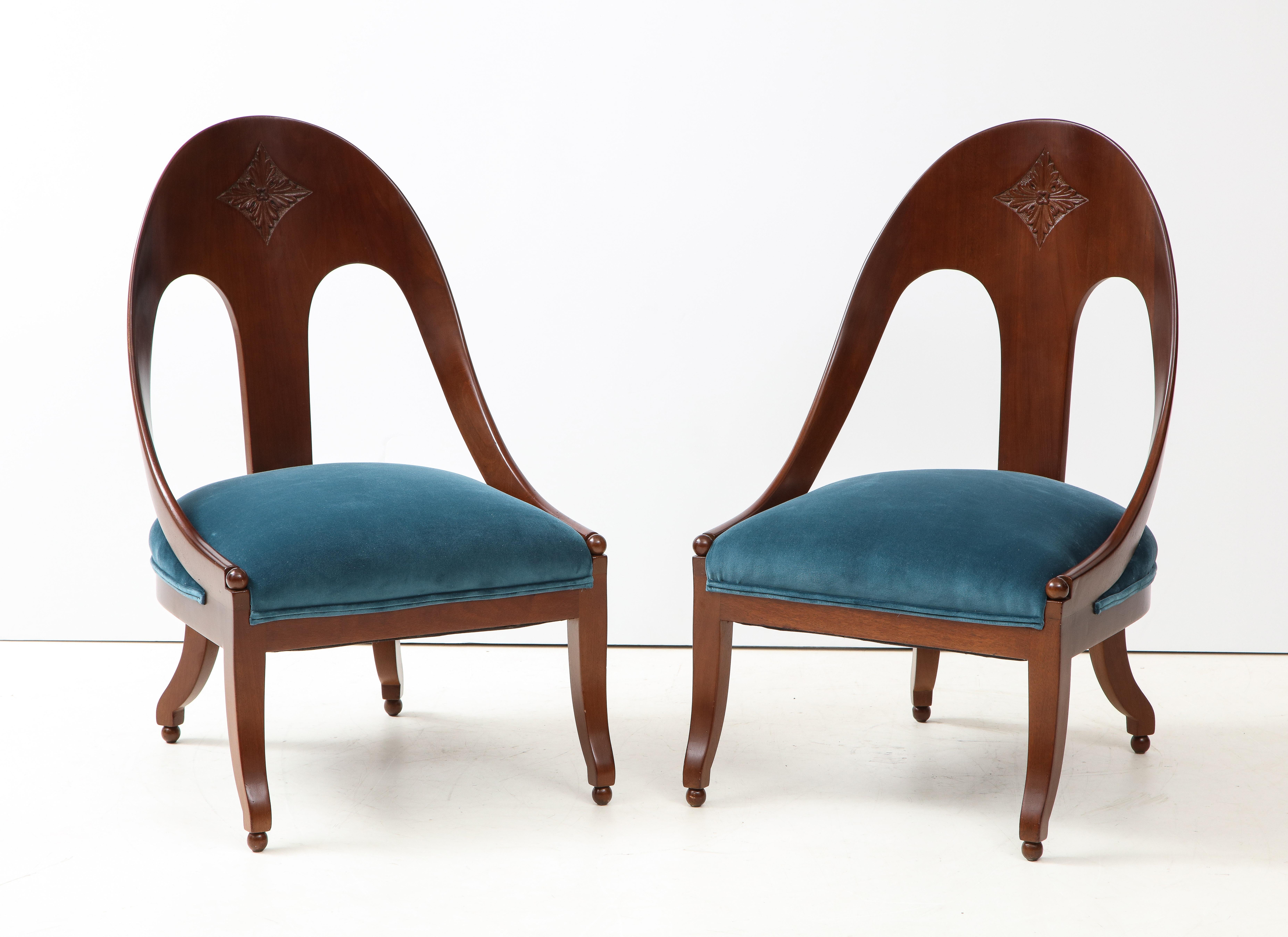 Mid-Century Modern Michael Taylor for Baker Spoon Back Slipper Chairs For Sale