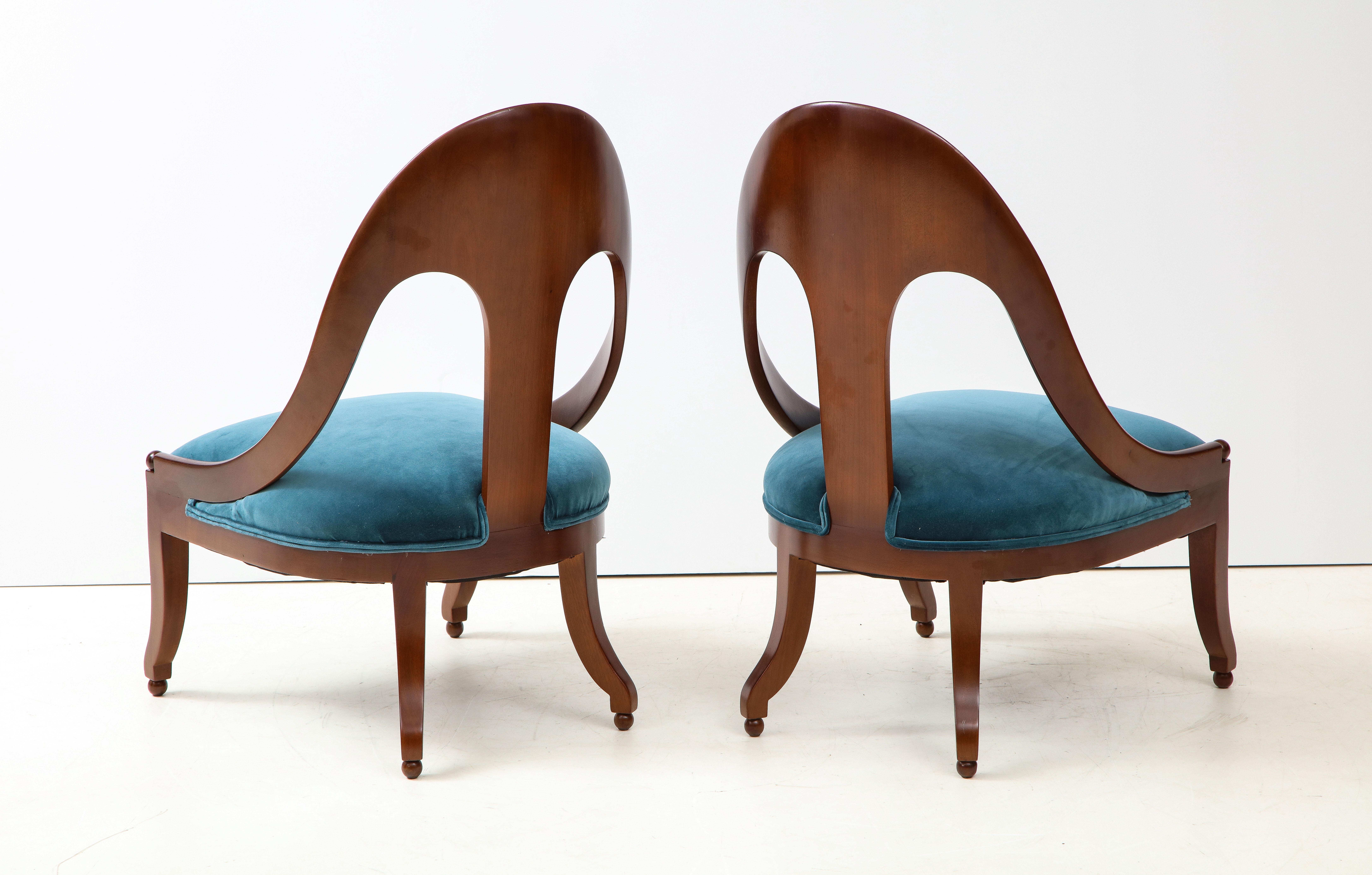 Mid-20th Century Michael Taylor for Baker Spoon Back Slipper Chairs For Sale