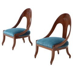 Vintage Michael Taylor for Baker Spoon Back Slipper Chairs