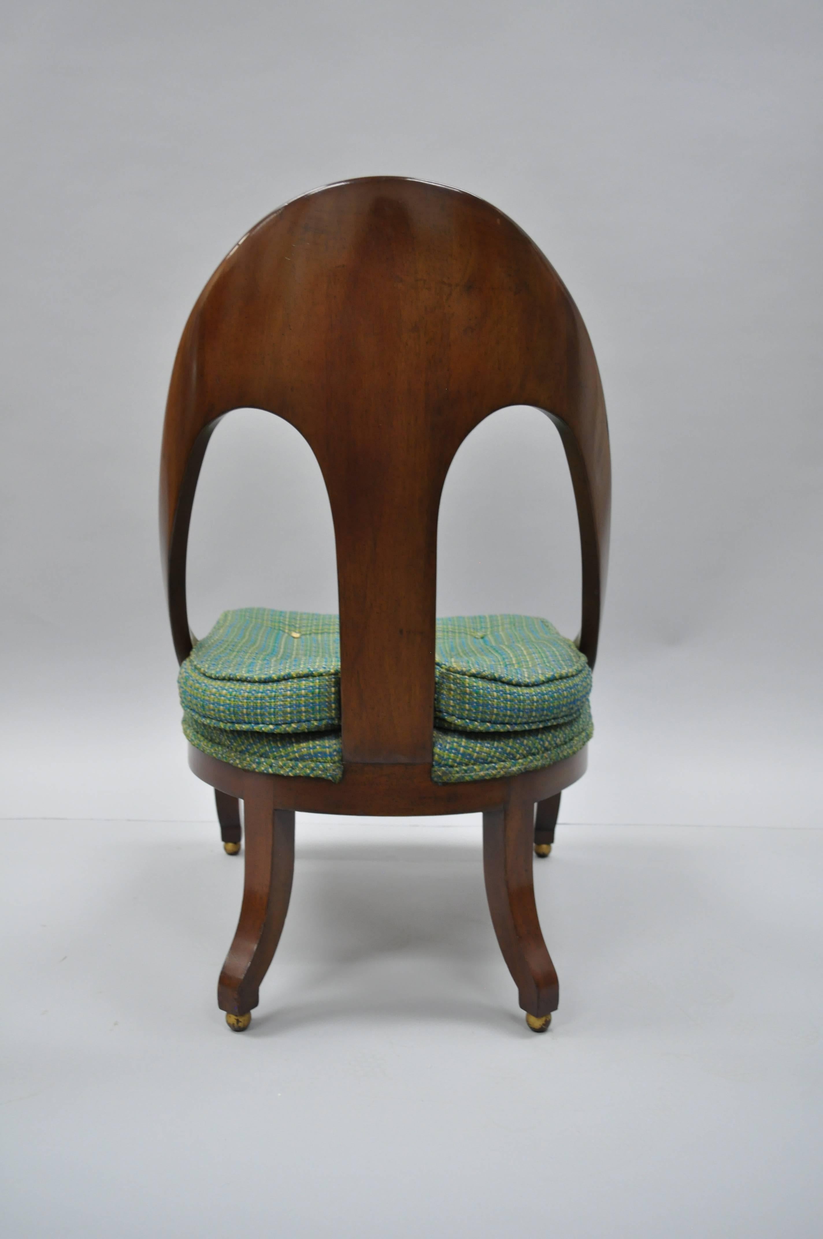 Carved Michael Taylor for Baker Spoon Back Slipper Lounge Chair Mahogany Neoclassic