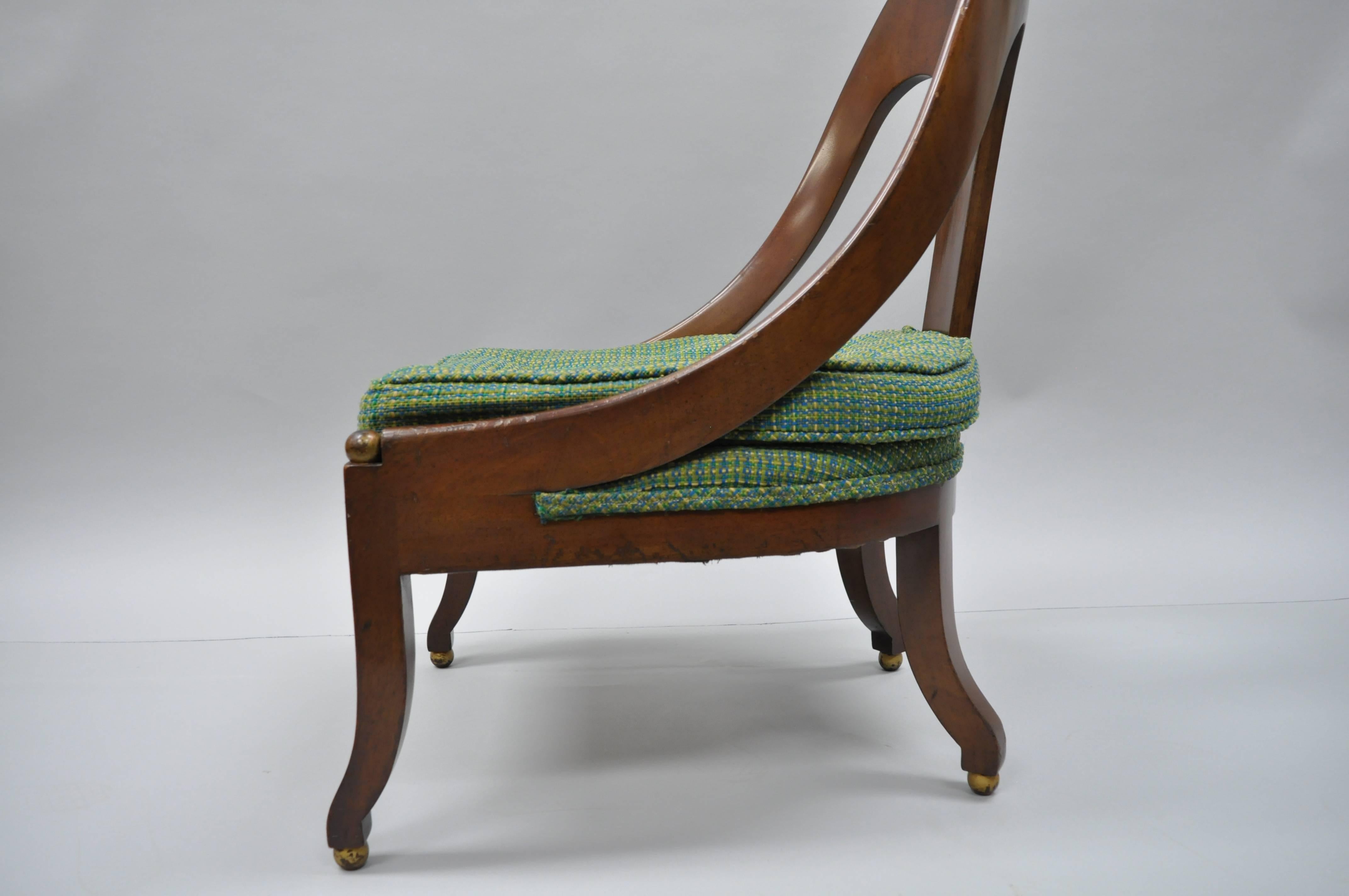 Mid-20th Century Michael Taylor for Baker Spoon Back Slipper Lounge Chair Mahogany Neoclassic