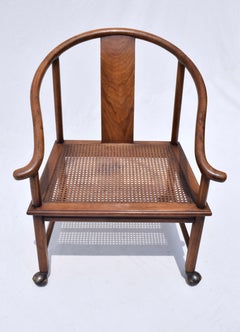 20th c. Modern Ming Horseshoe Chairs With Caned Seats Custom Cushions