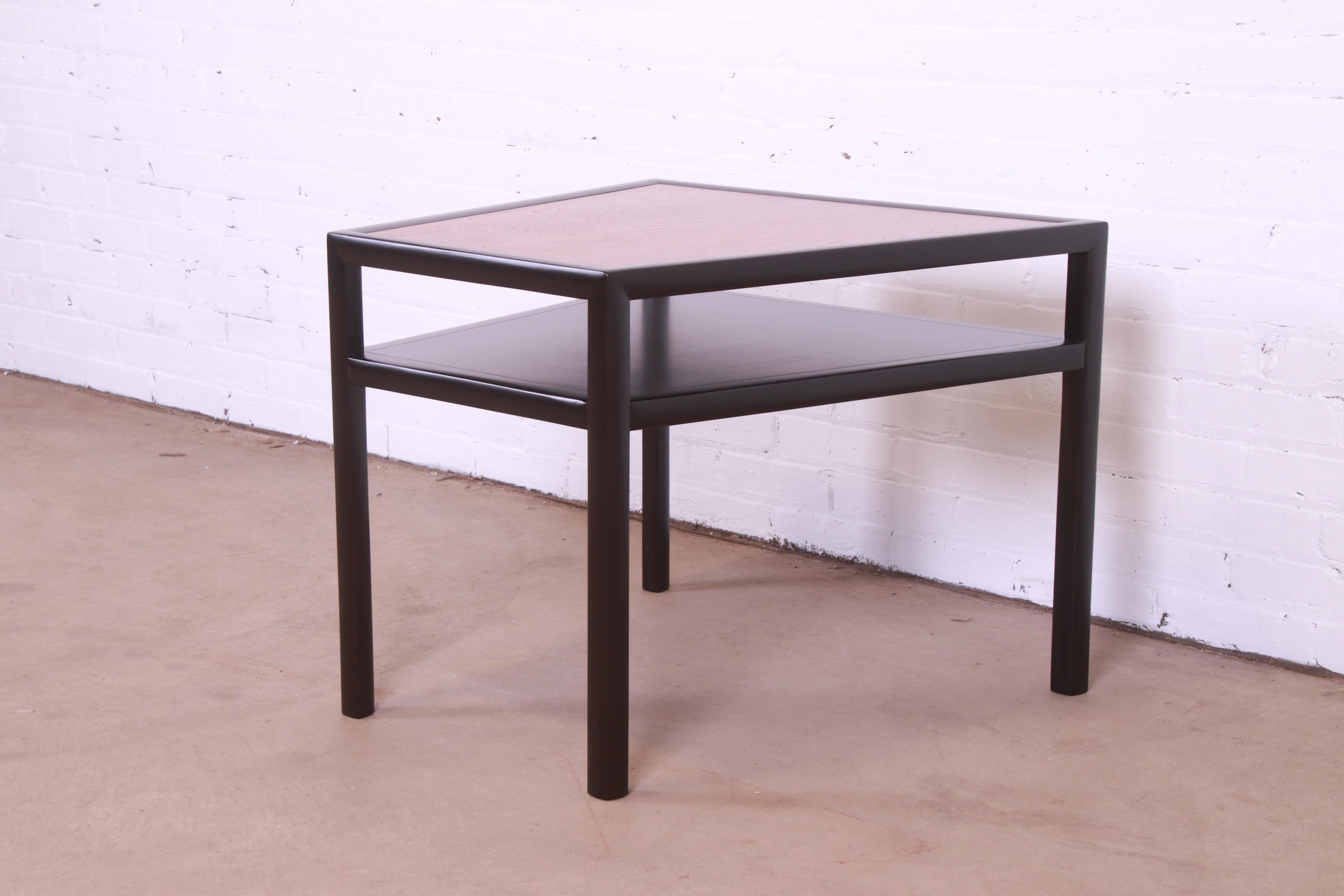 Michael Taylor for Baker Teak and Ebonized Occasional Side Table, Refinished In Good Condition In South Bend, IN