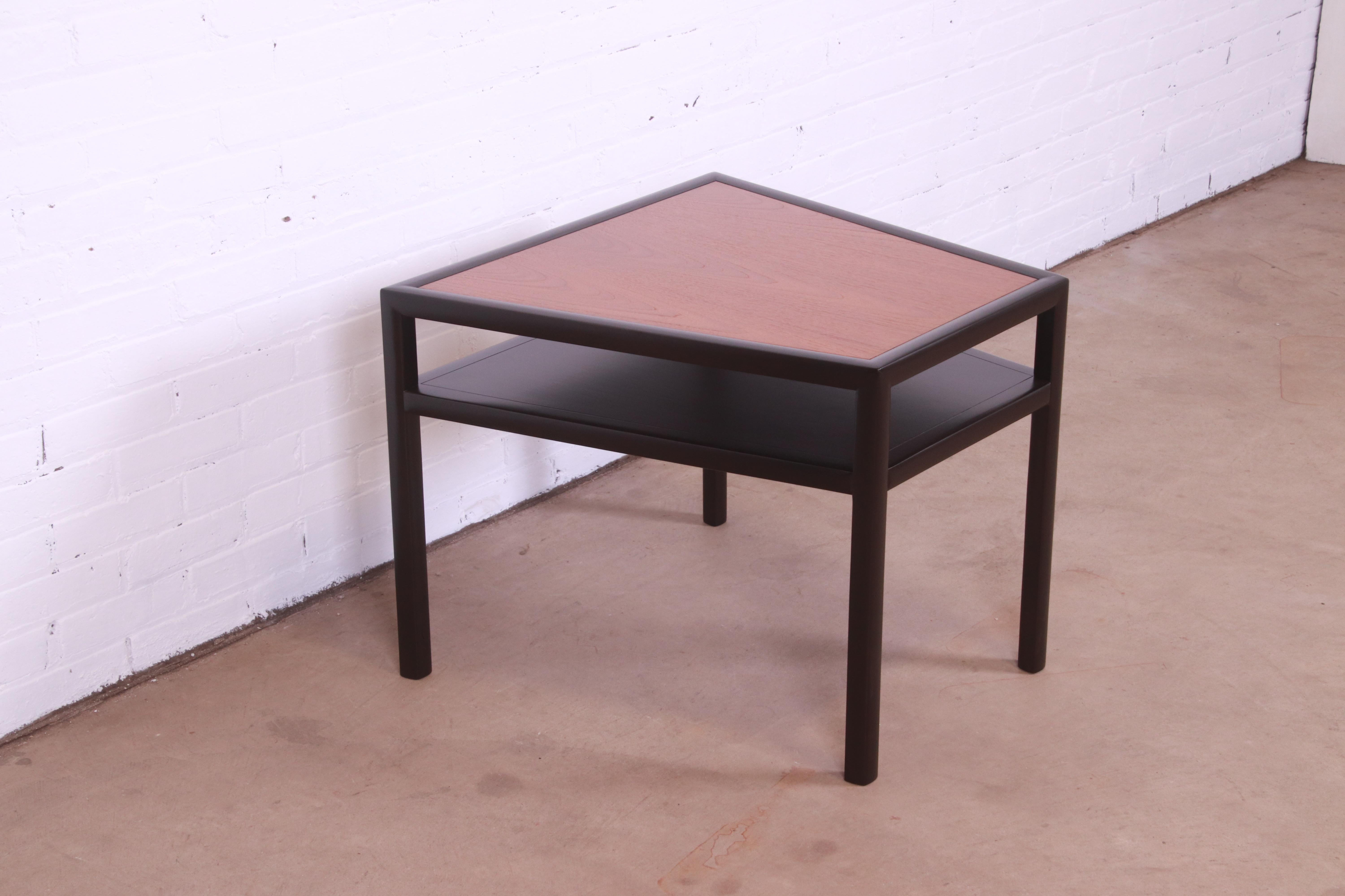 Mid-20th Century Michael Taylor for Baker Teak and Ebonized Occasional Side Table, Refinished
