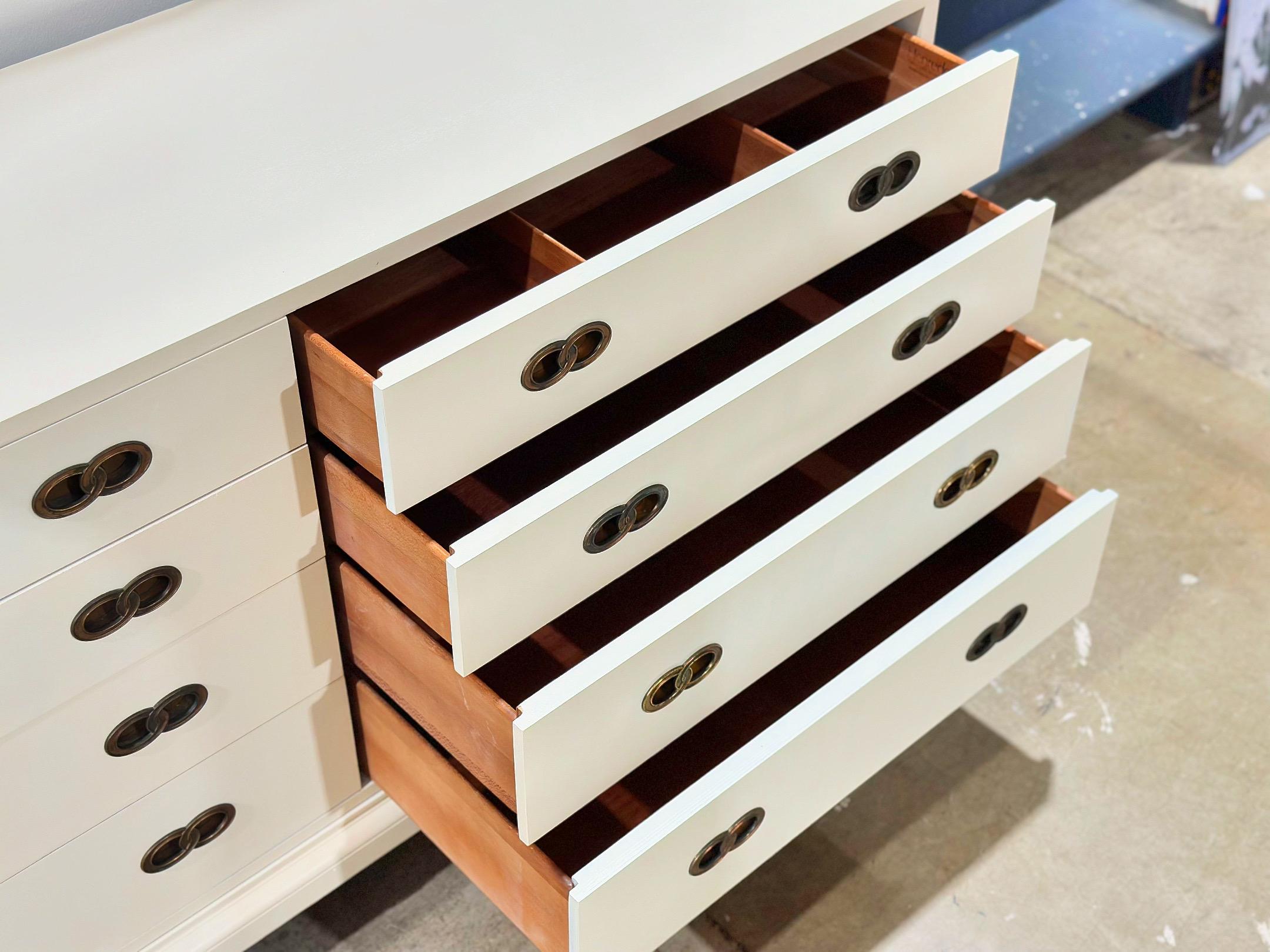 Michael Taylor for Henredon - Dresser - Off White Cream Lacquer - Brass Hardware 3