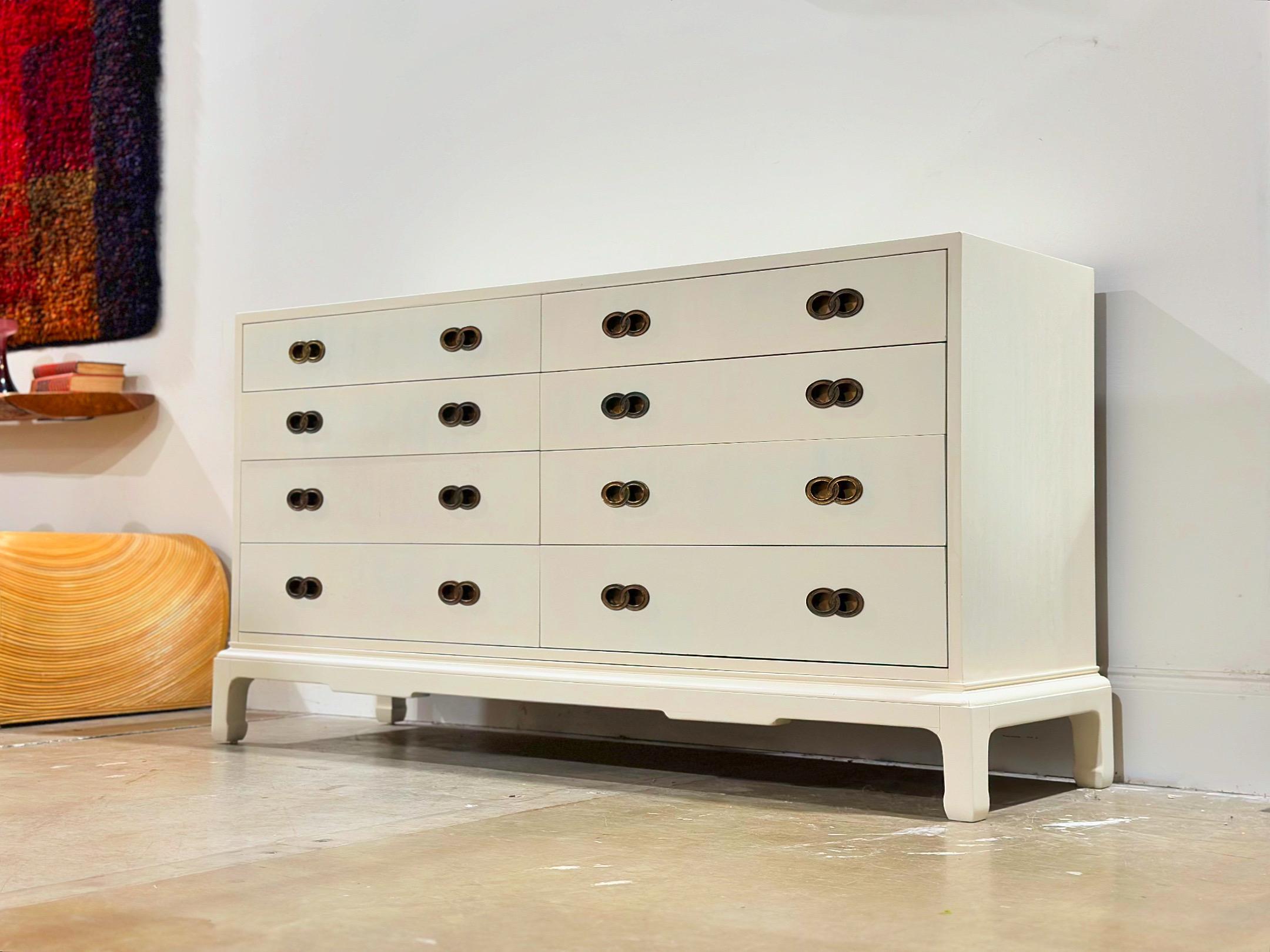 Michael Taylor for Henredon - Dresser - Off White Cream Lacquer - Brass Hardware 5