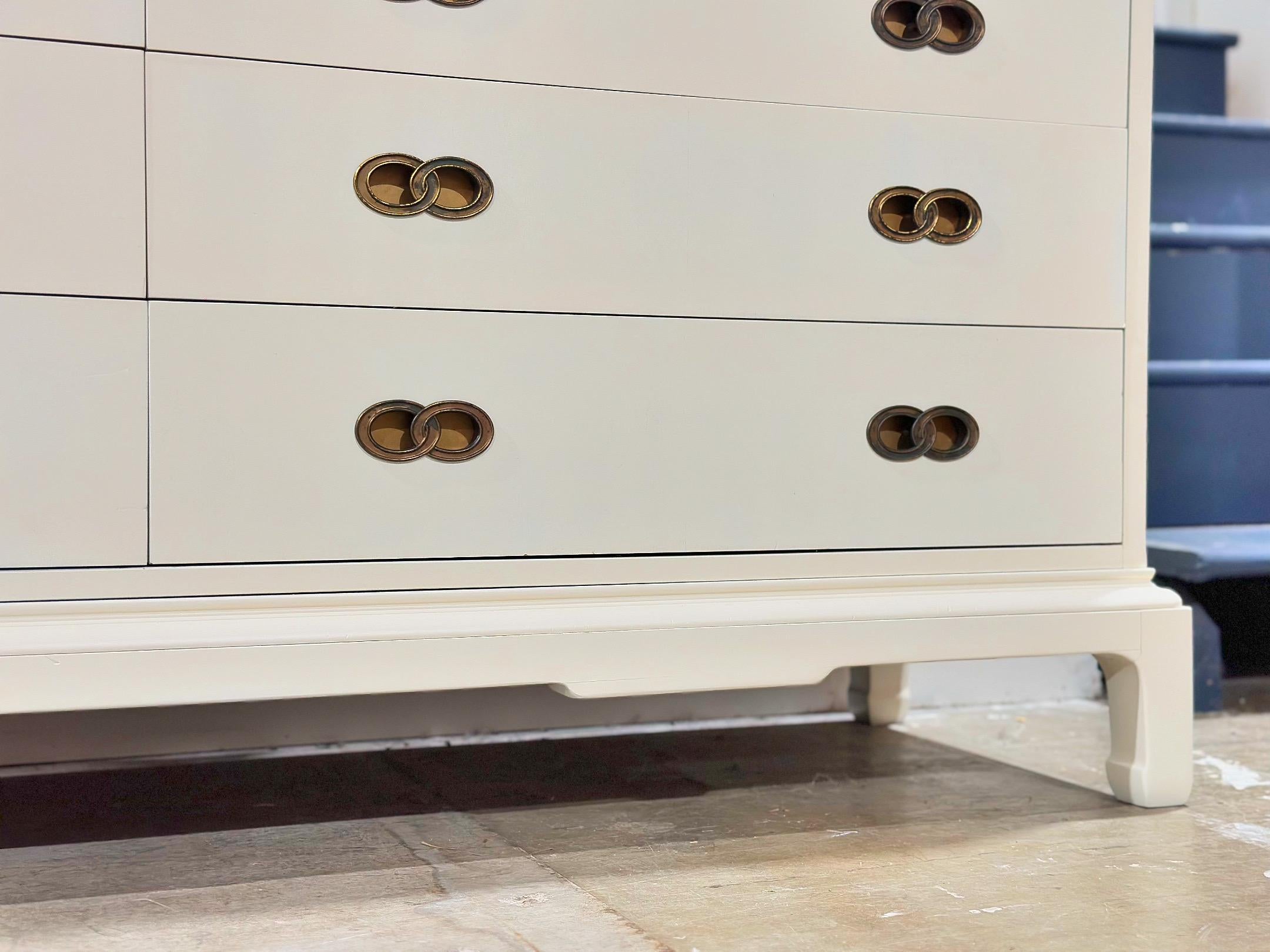 Organic Modern Michael Taylor for Henredon - Dresser - Off White Cream Lacquer - Brass Hardware