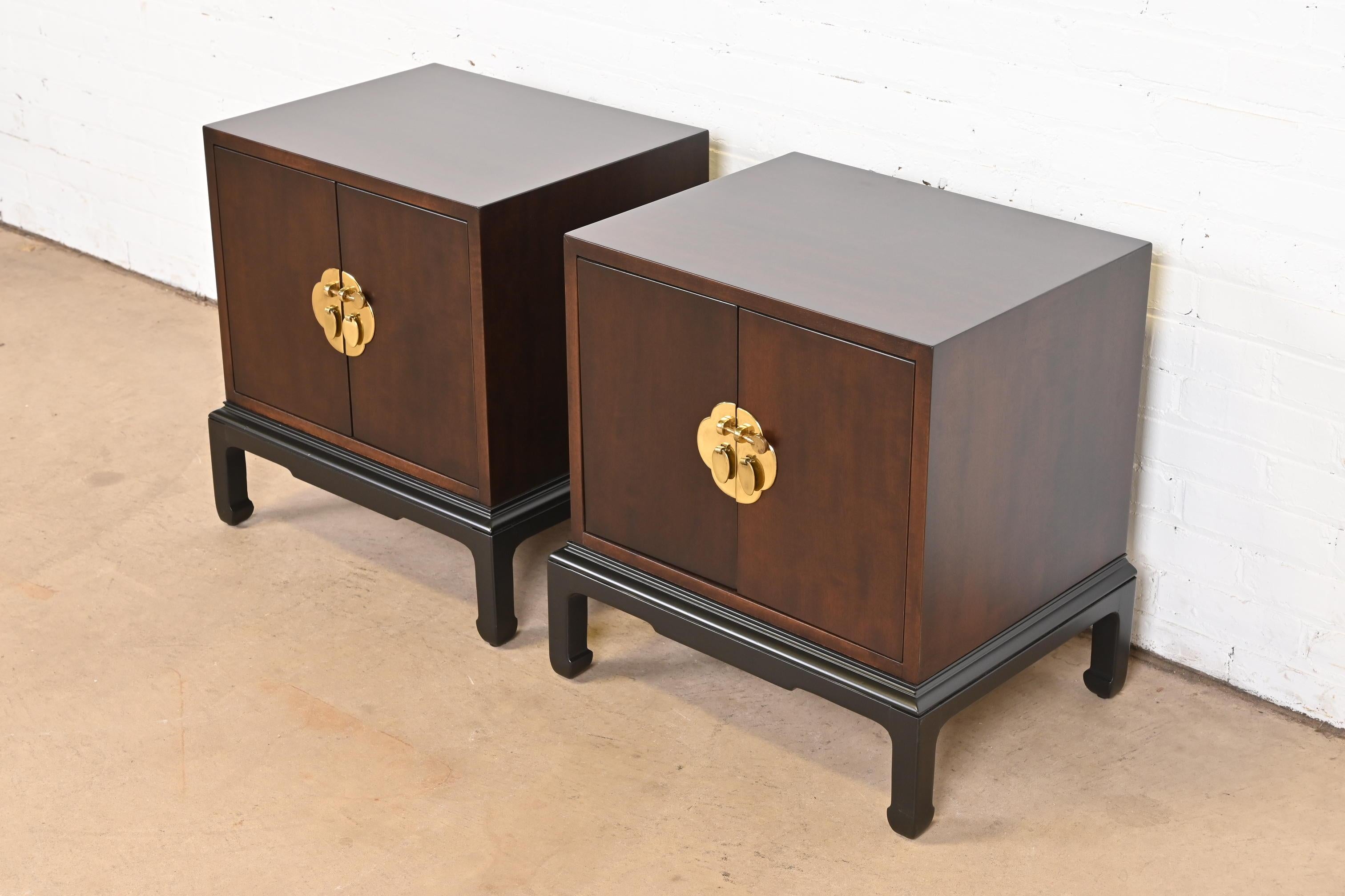 American Michael Taylor for Henredon Hollywood Regency Nightstands, Newly Refinished