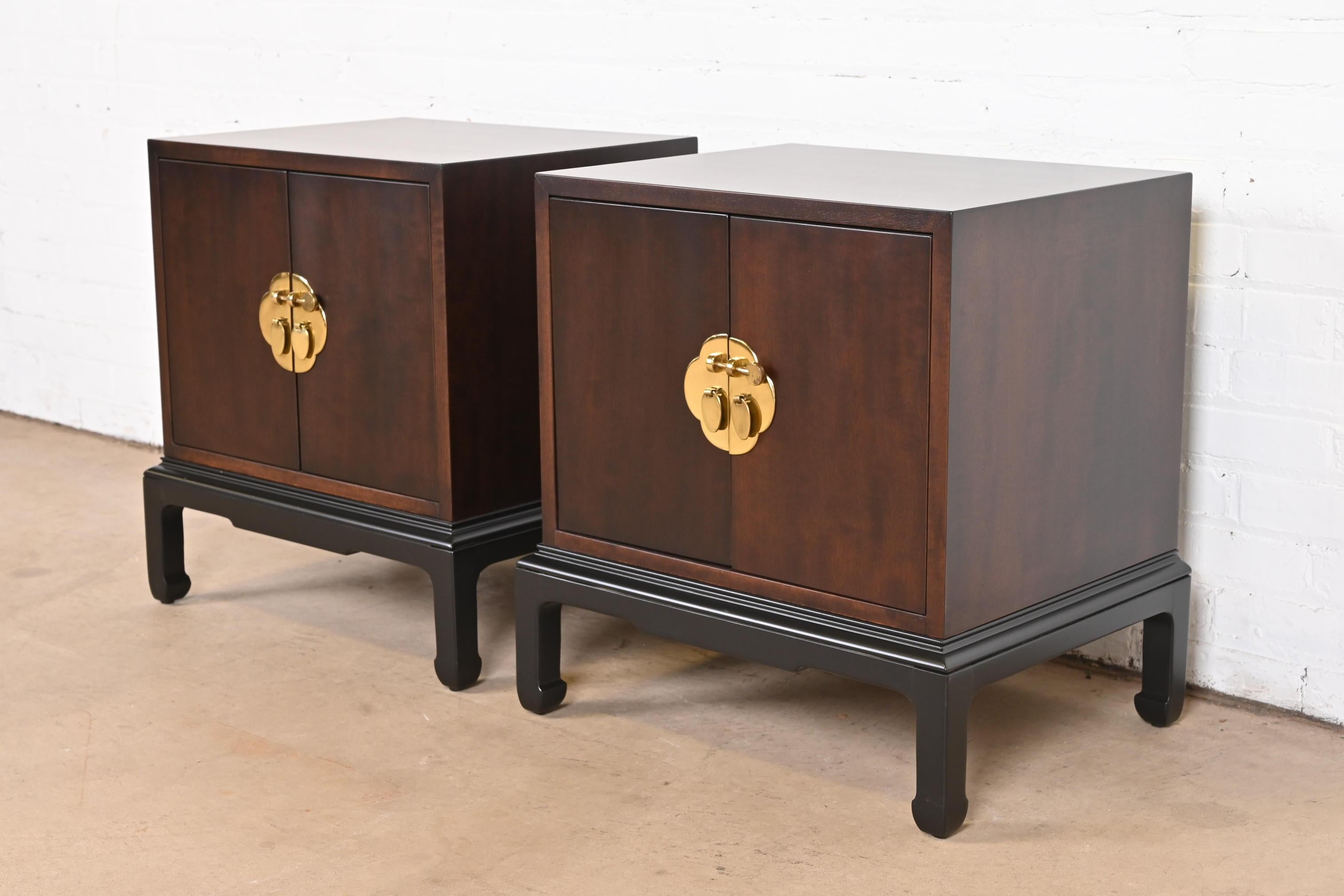 Michael Taylor for Henredon Hollywood Regency Nightstands, Newly Refinished In Good Condition In South Bend, IN