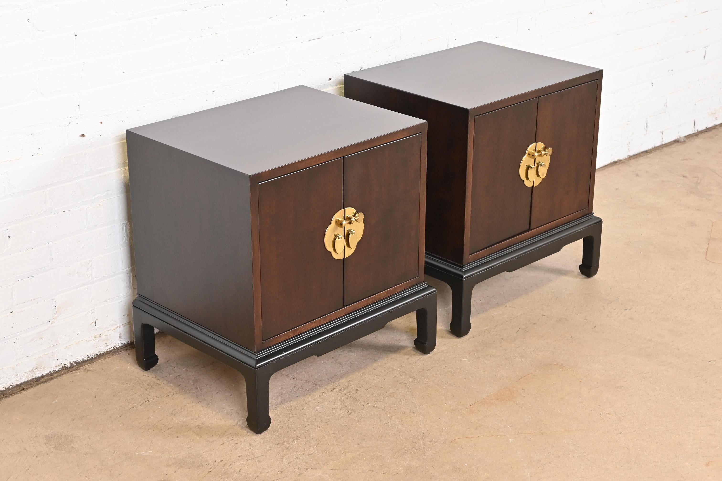 Late 20th Century Michael Taylor for Henredon Hollywood Regency Nightstands, Newly Refinished