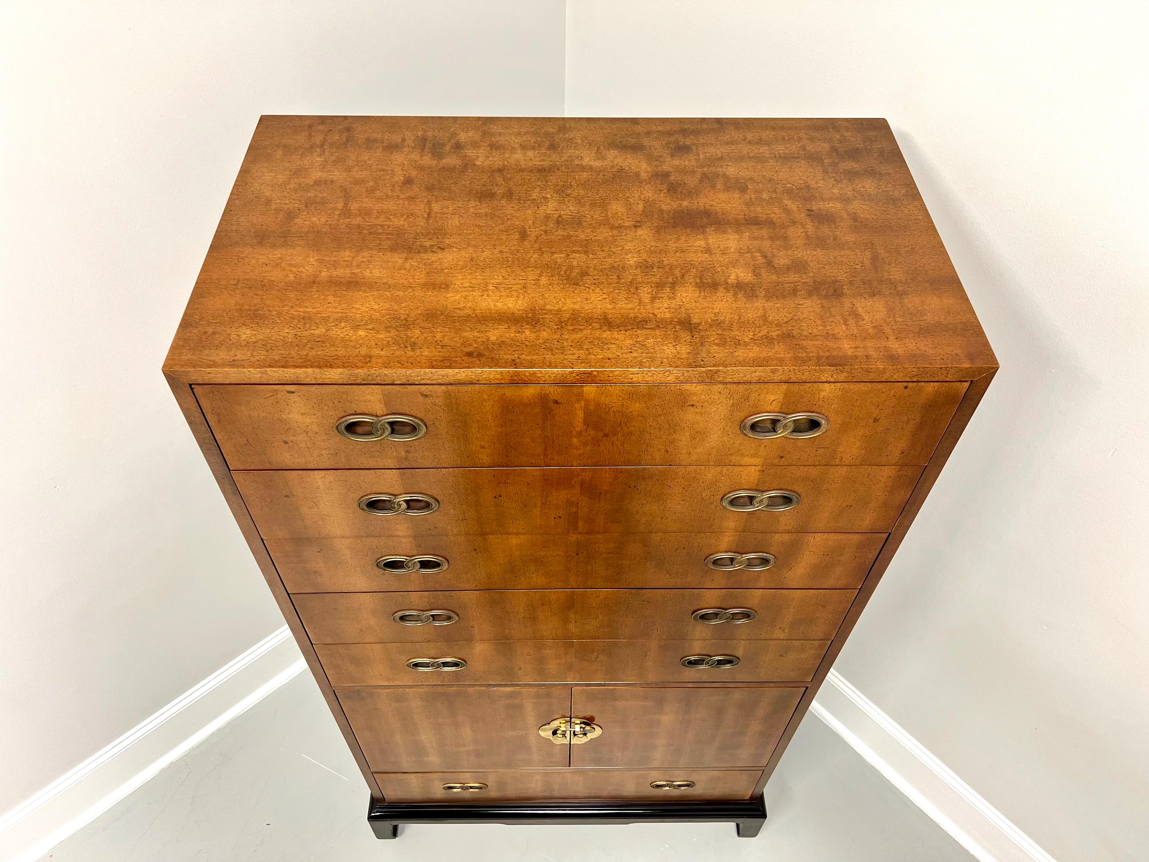 Michael Taylor for HENREDON Mahogany Asian Inspired Tall Chest of Drawers In Good Condition In Charlotte, NC