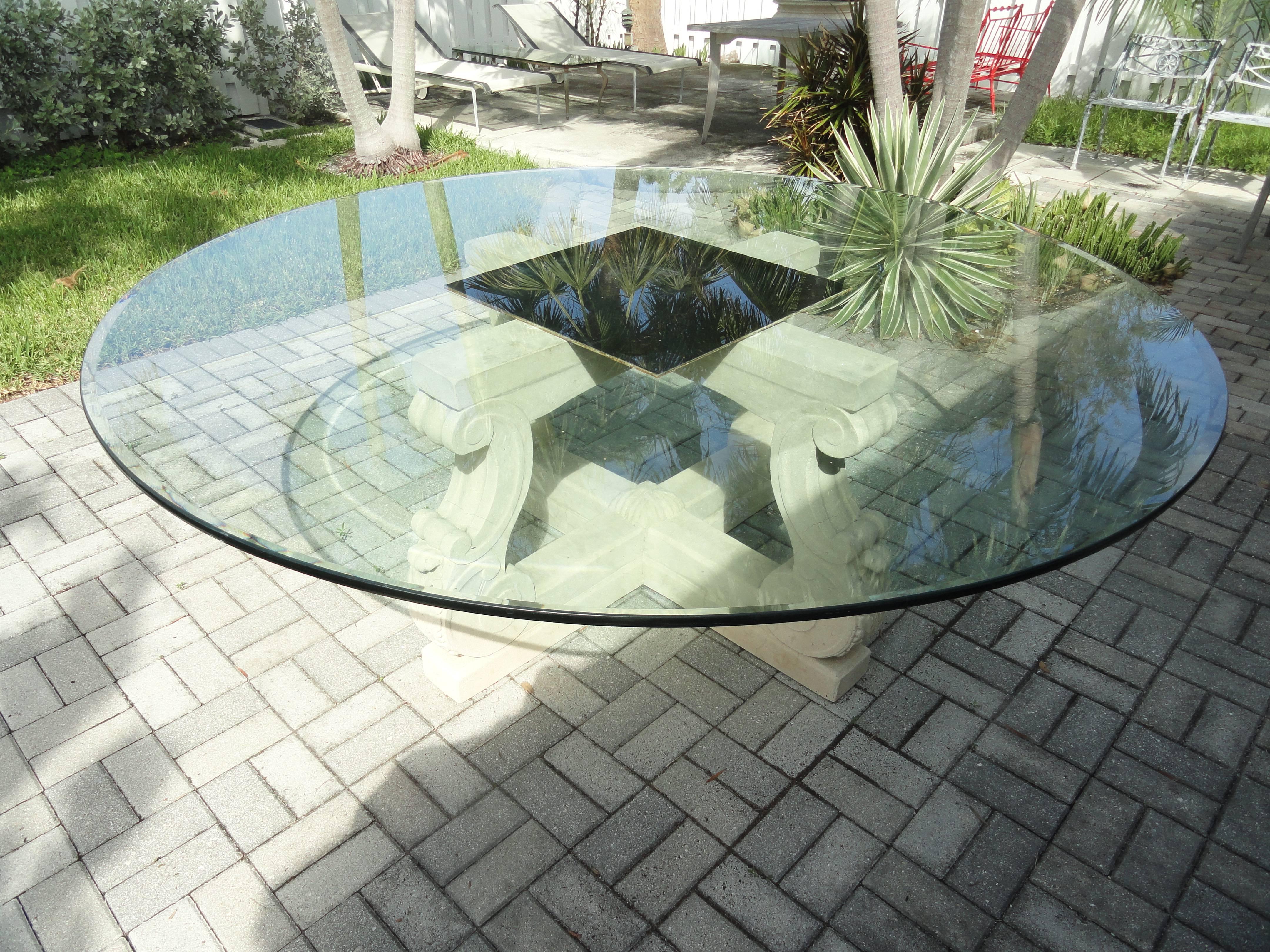 American Michael Taylor Four-Lyre Concrete Table Base For Sale