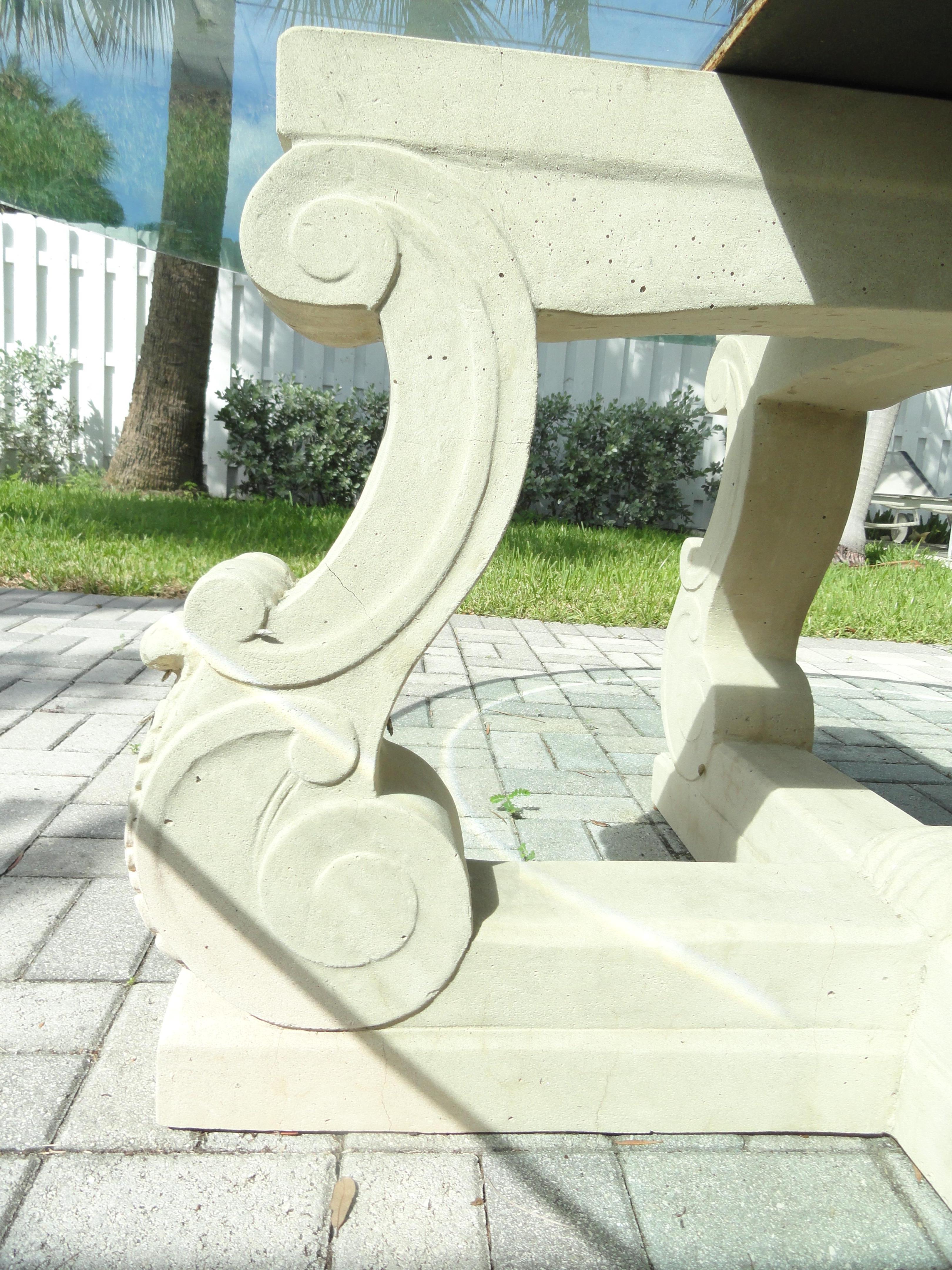 Michael Taylor Four-Lyre Concrete Table Base In Good Condition For Sale In West Palm Beach, FL