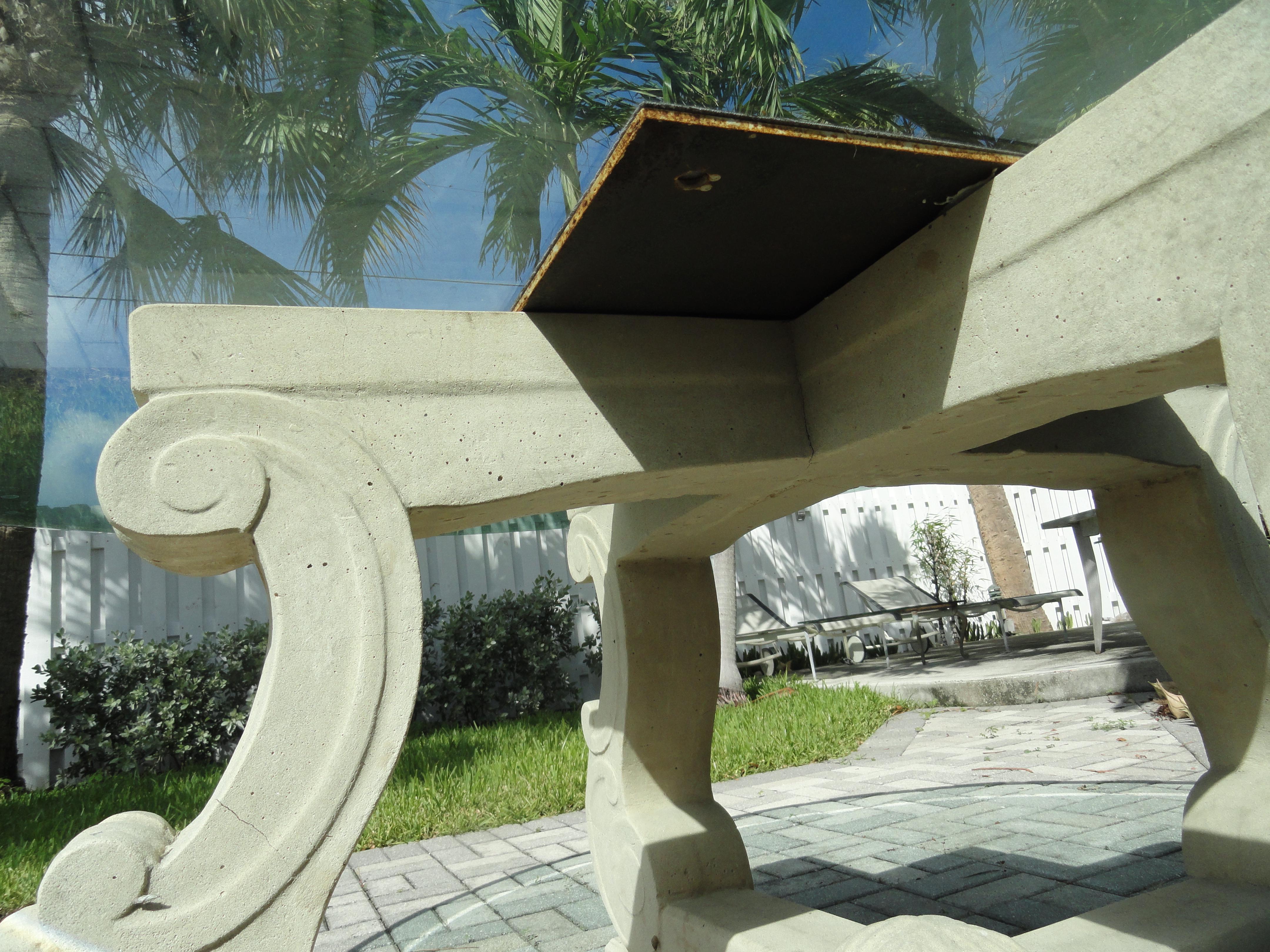 Steel Michael Taylor Four-Lyre Concrete Table Base For Sale