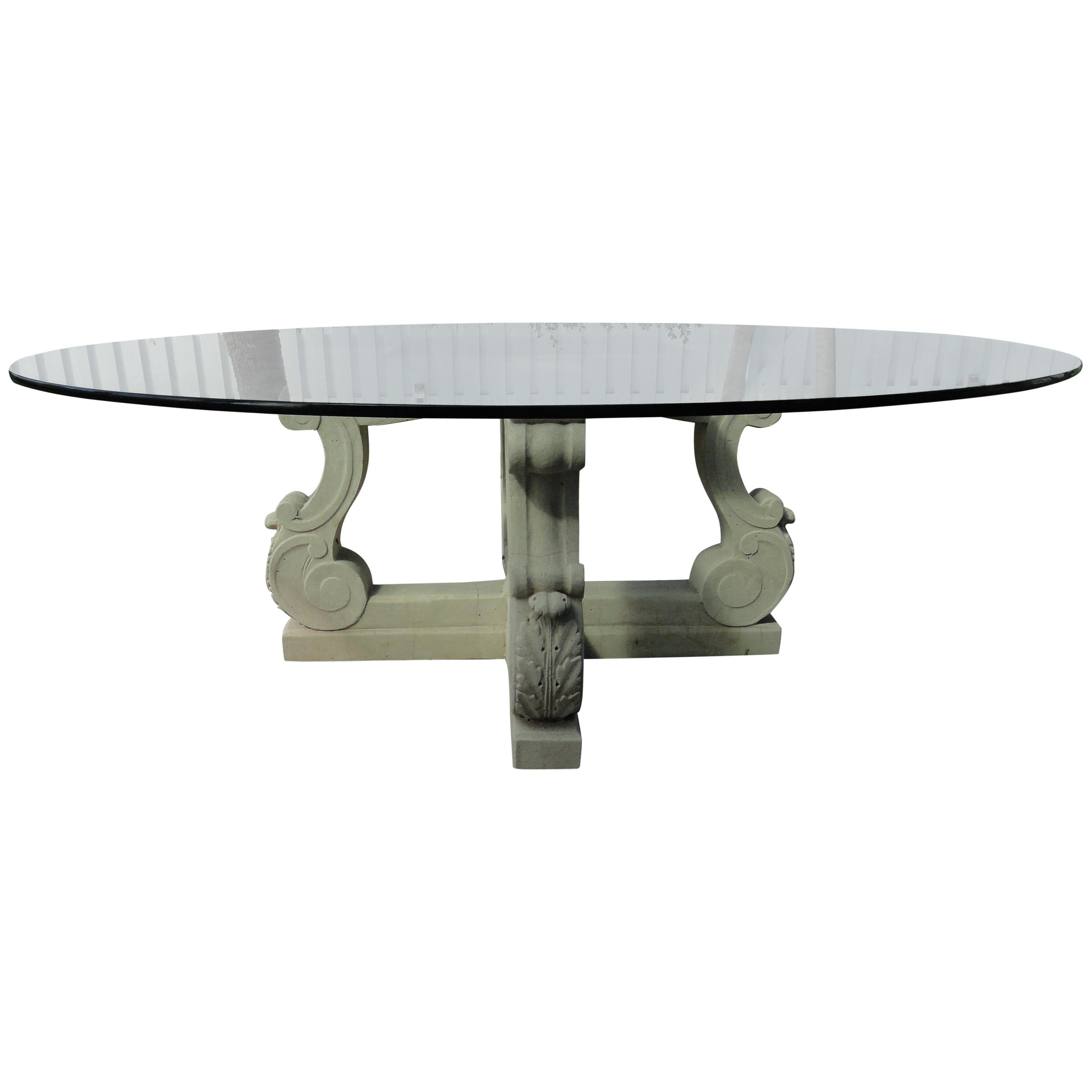 Michael Taylor Four-Lyre Concrete Table Base For Sale