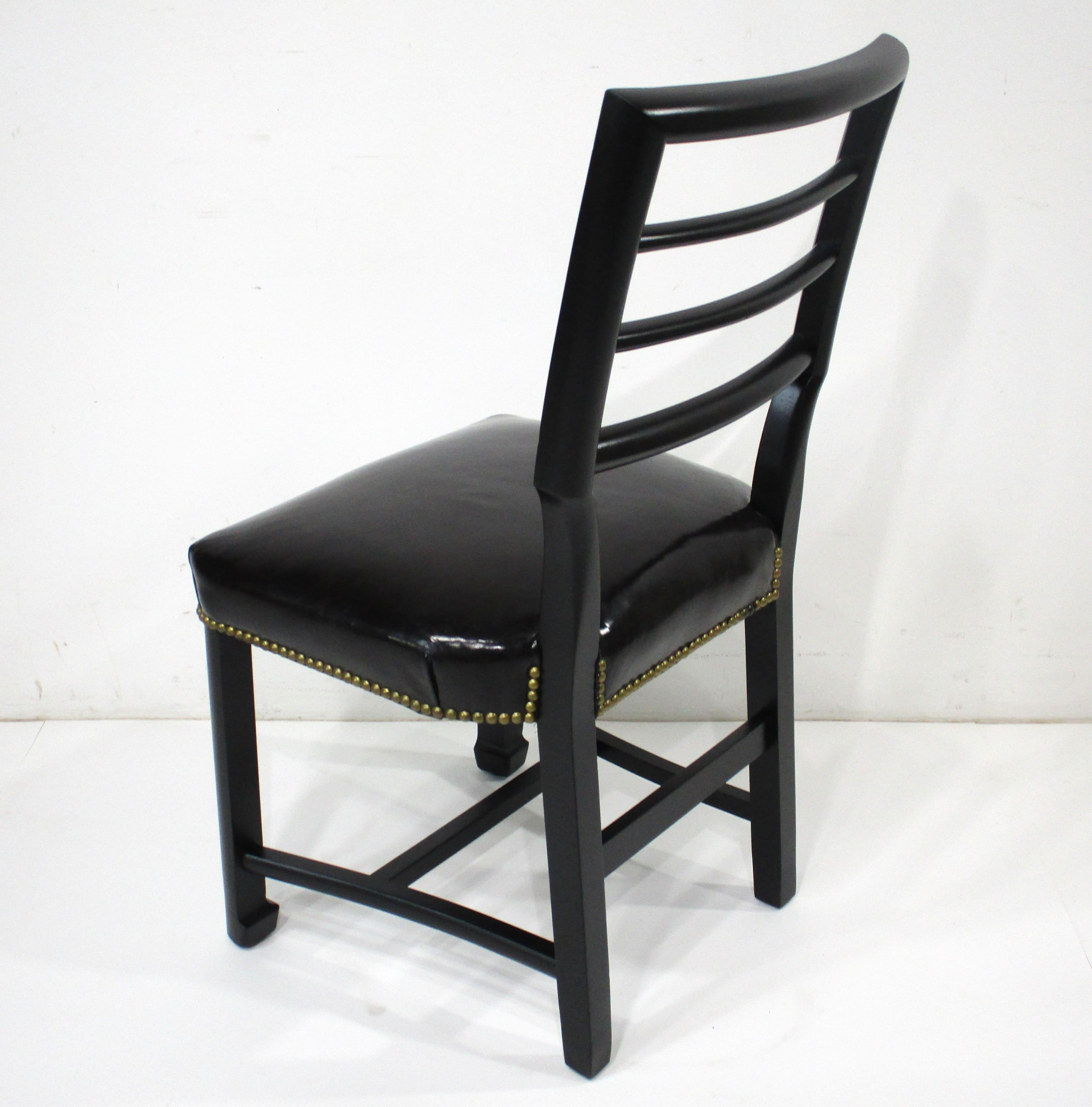 Leather Michael Taylor Game or Dining Table for the Baker Furniture Co . For Sale
